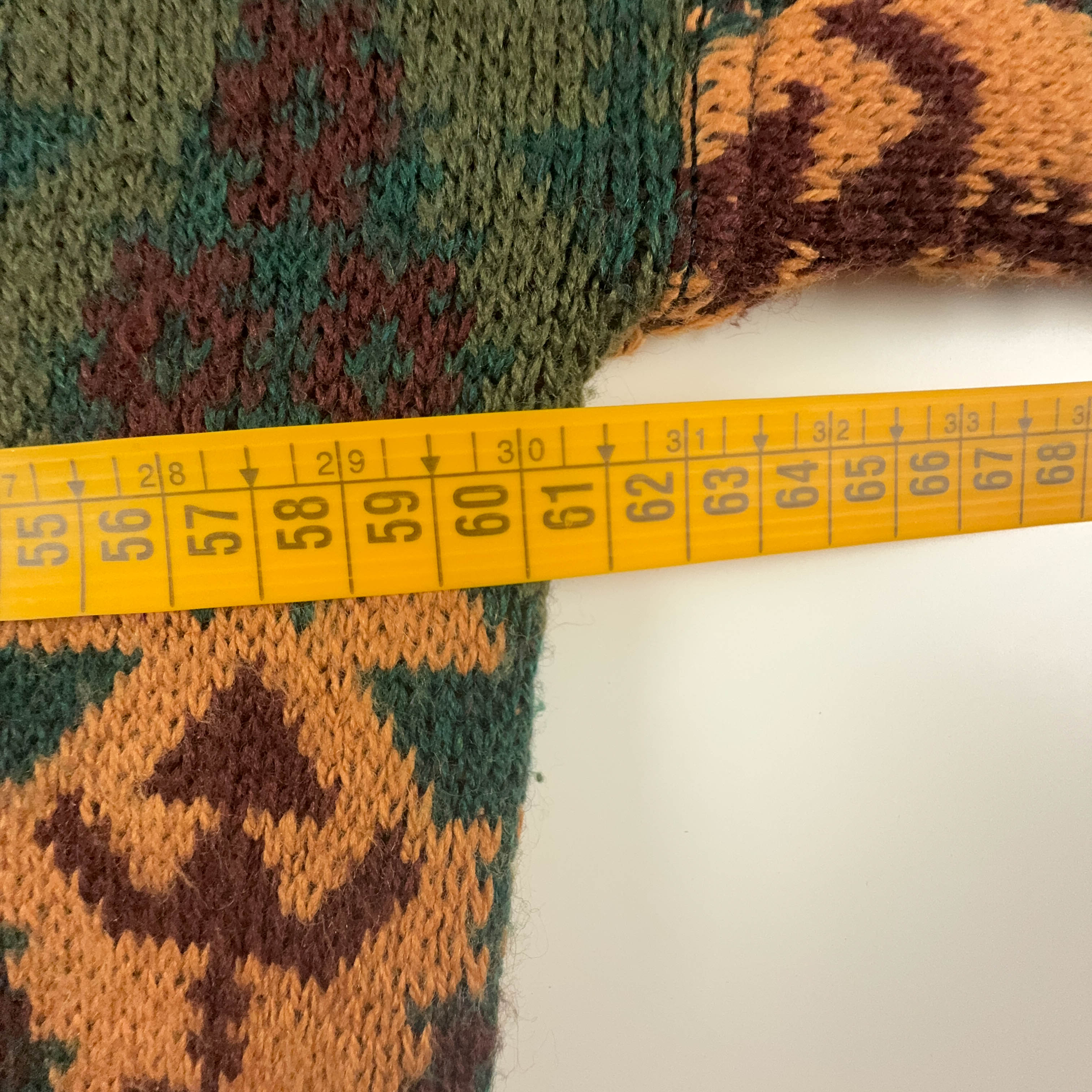 Vintage Green and Orange Geometric Pattern Button Up Cardigan - Size L/XL Men