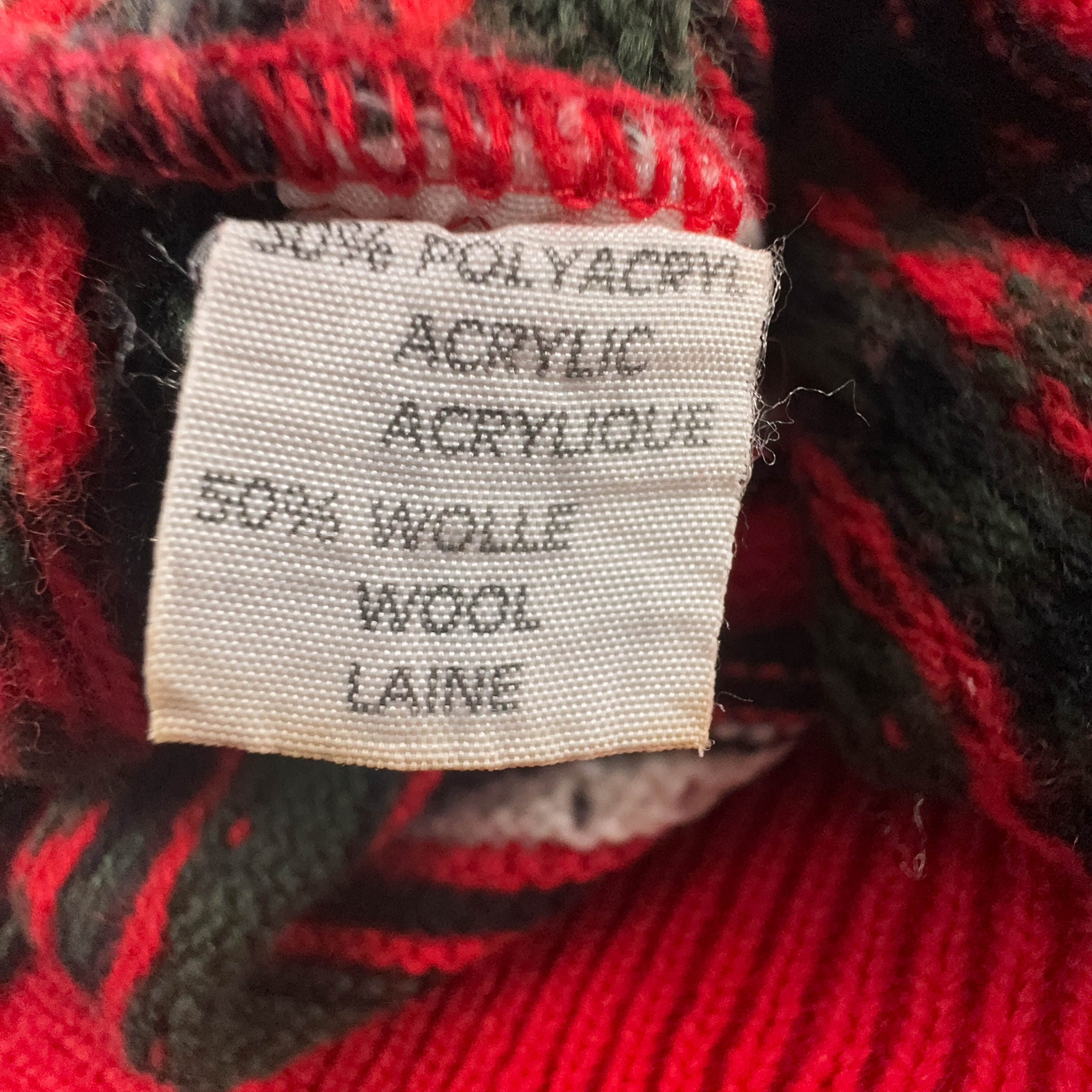 Vintage 50% wool red striped crew neck sweater - Size L men