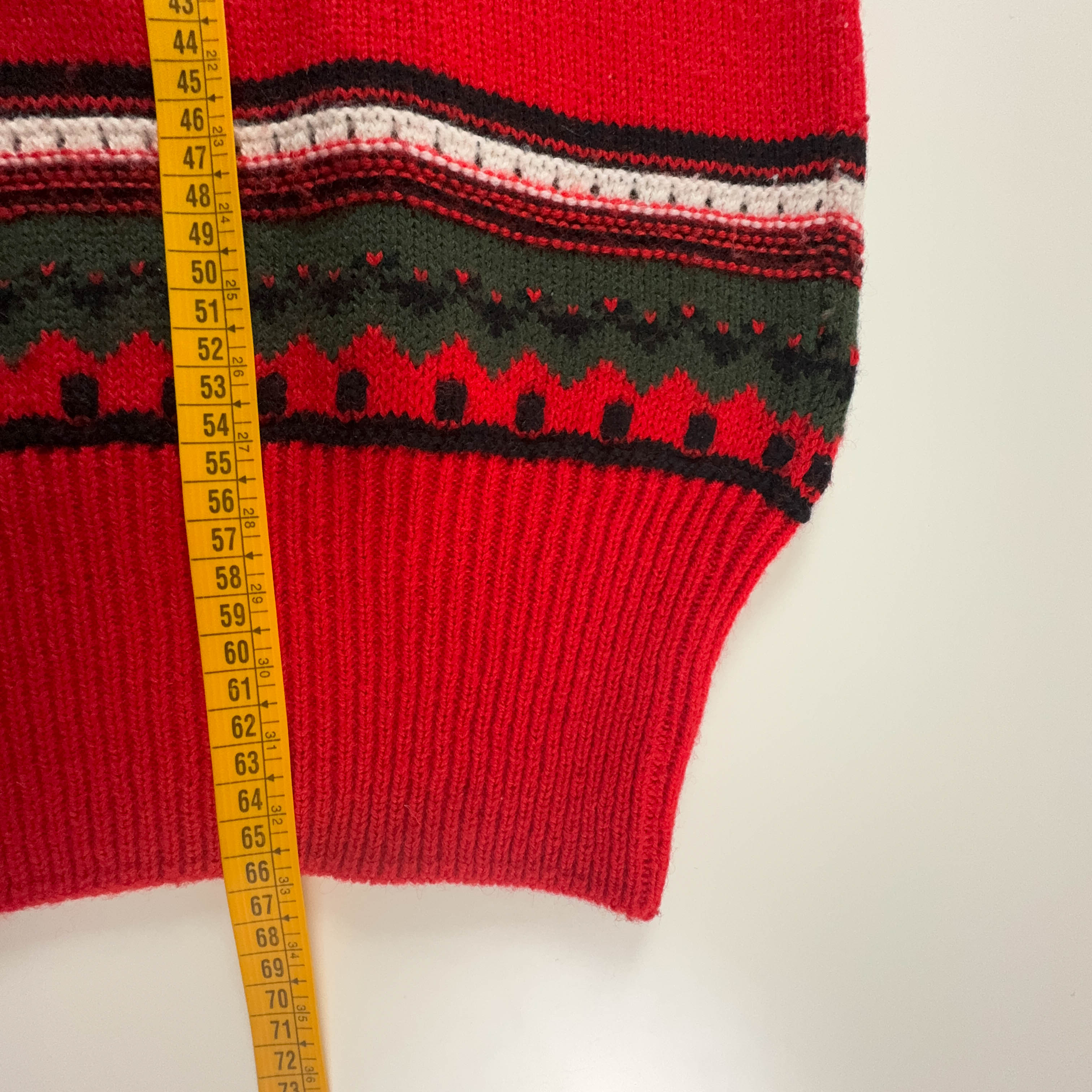 Vintage 50% wool red striped crew neck sweater - Size L men