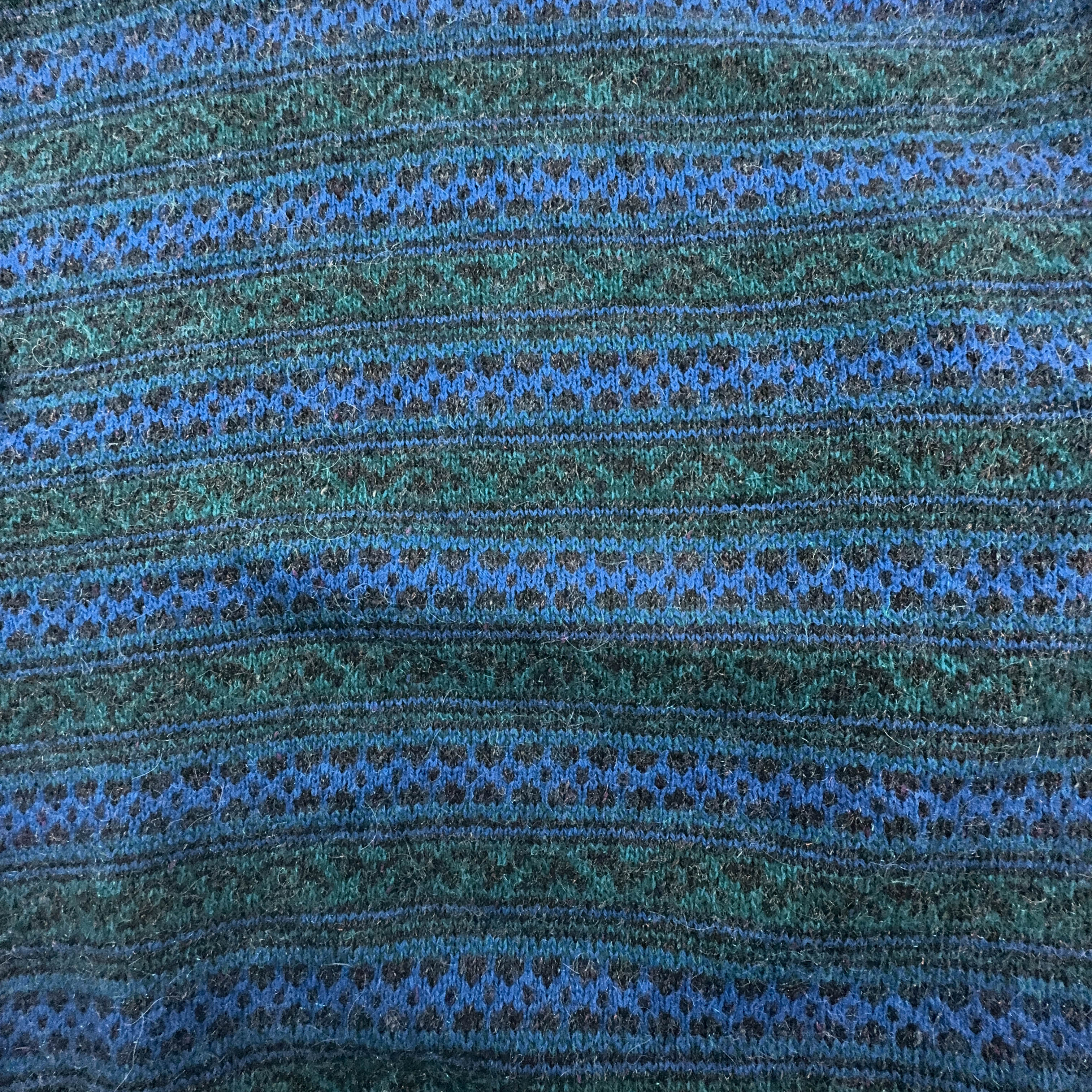 Vintage 70% Wool Blue and Green Crewneck Sweater - Size L/XL Men