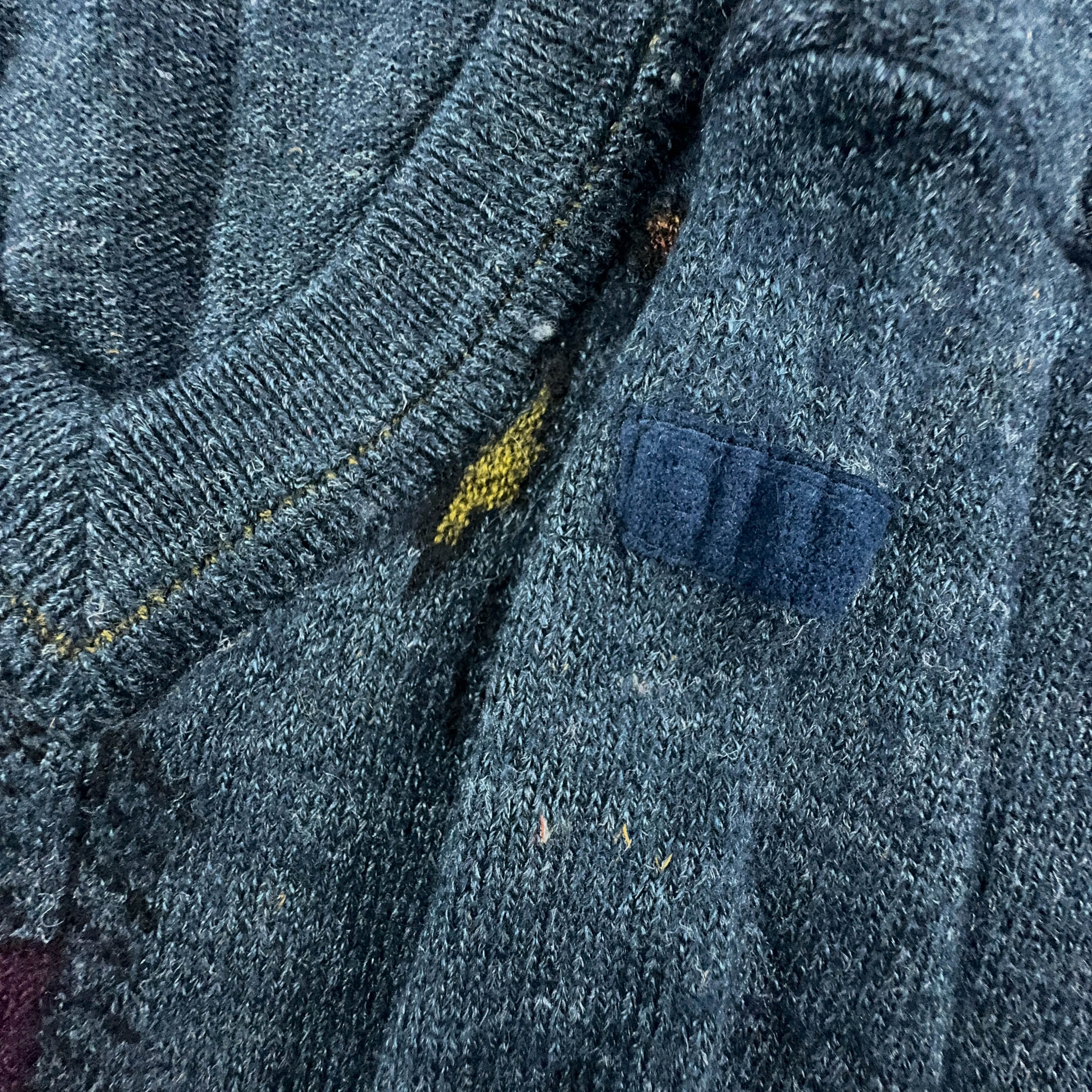 Vintage Blue V-Neck Design Sweater - Size 48 Men