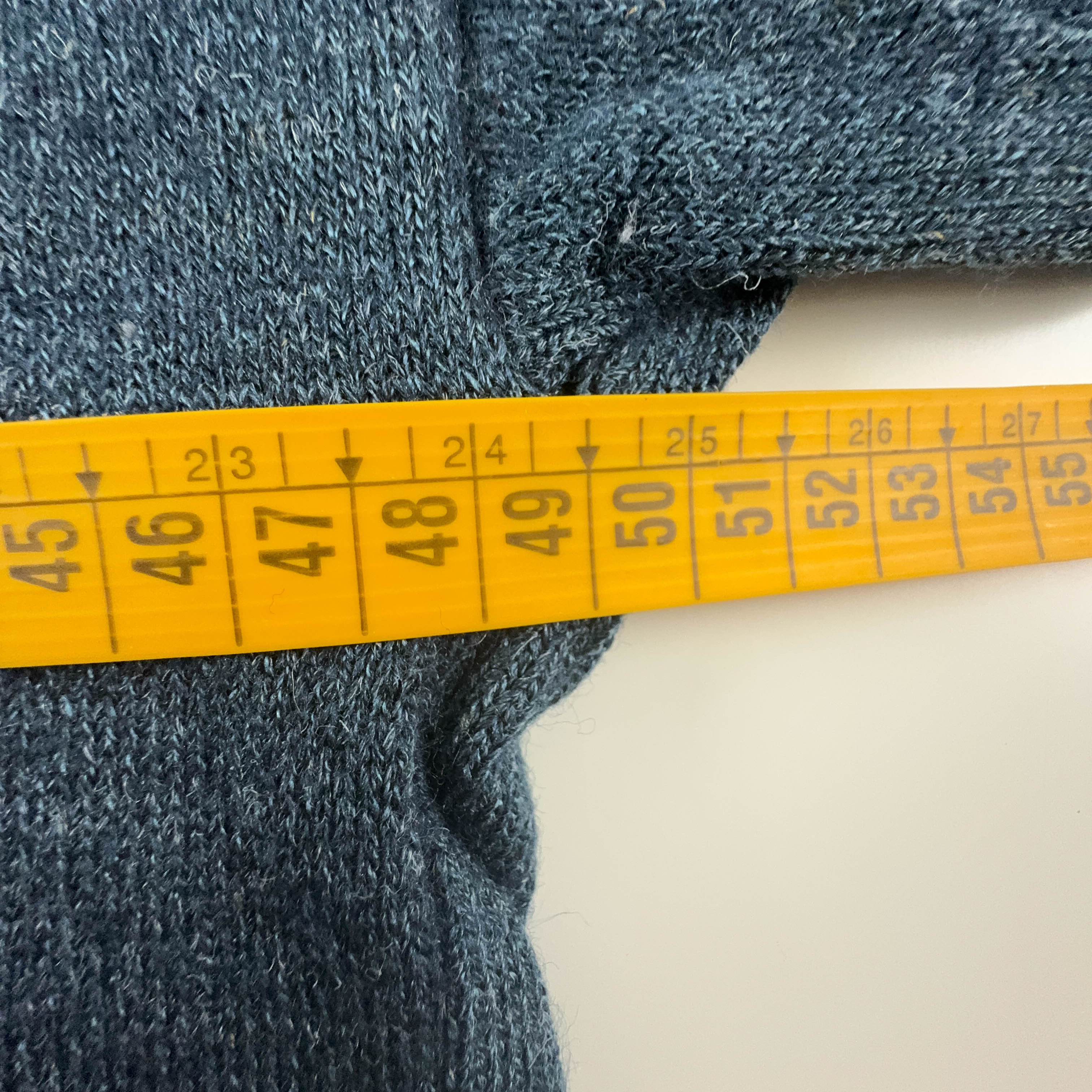 Vintage Blue V-Neck Design Sweater - Size 48 Men