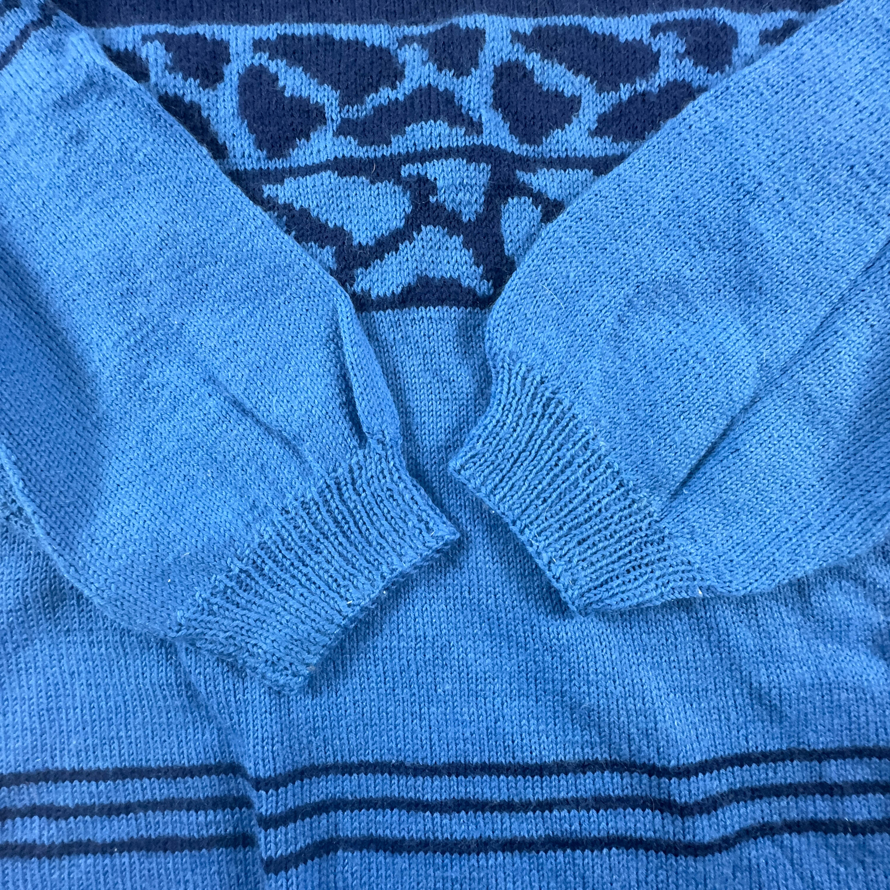 Light and dark blue Vintage crew neck wool blend sweater - Men's size M