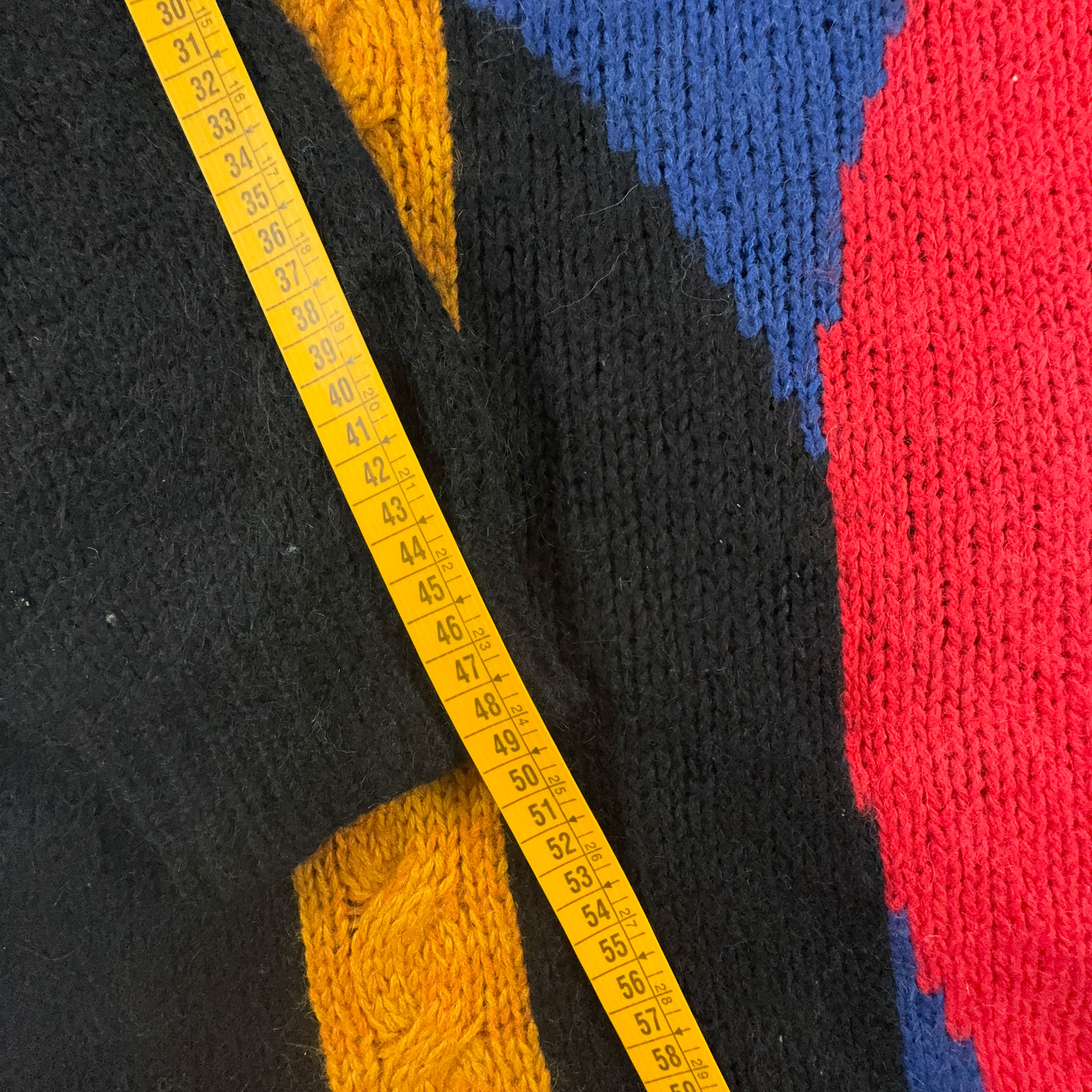 Vintage 70% wool black and light blue geometric crew neck sweater - Size 36 women