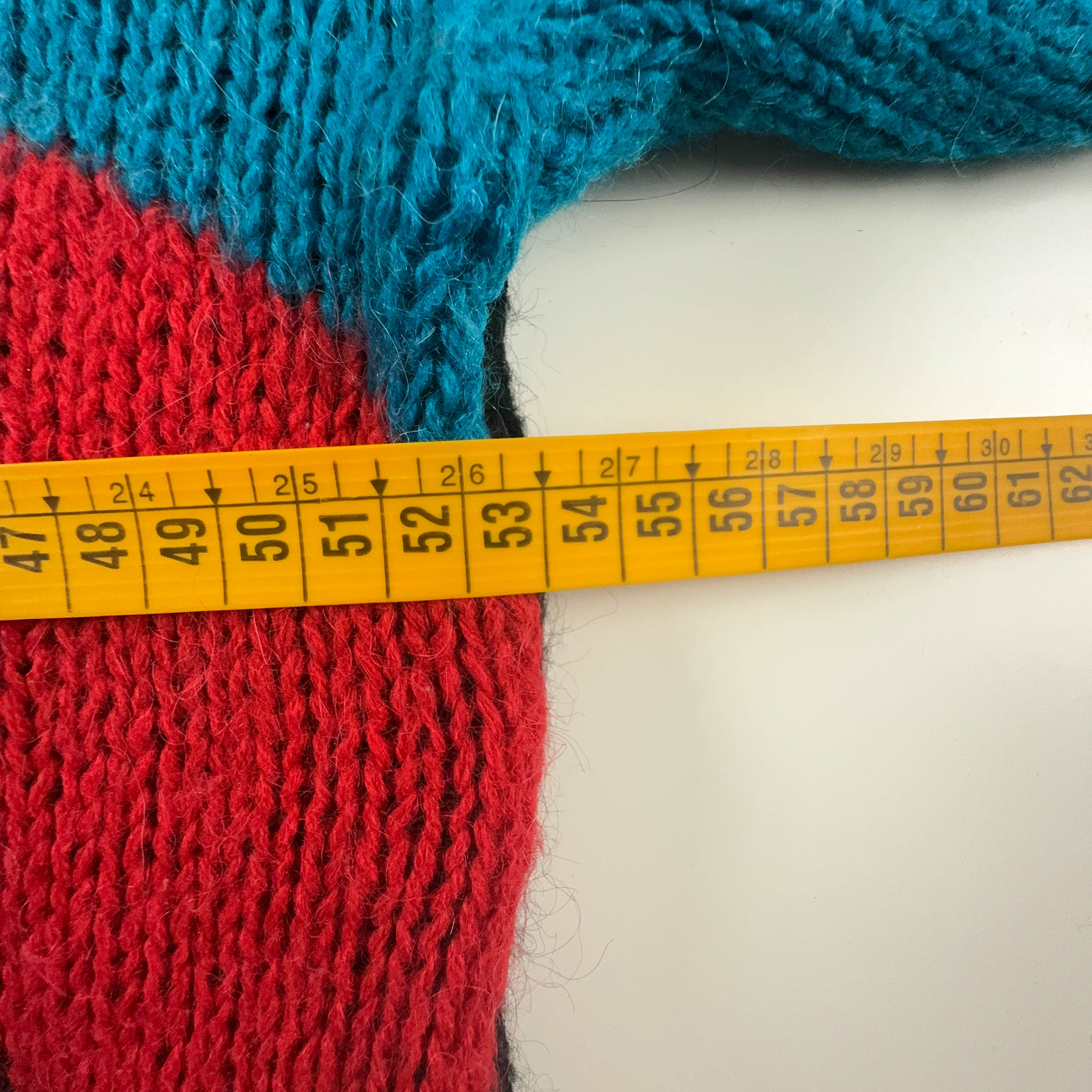 Vintage 70% wool black and light blue geometric crew neck sweater - Size 36 women