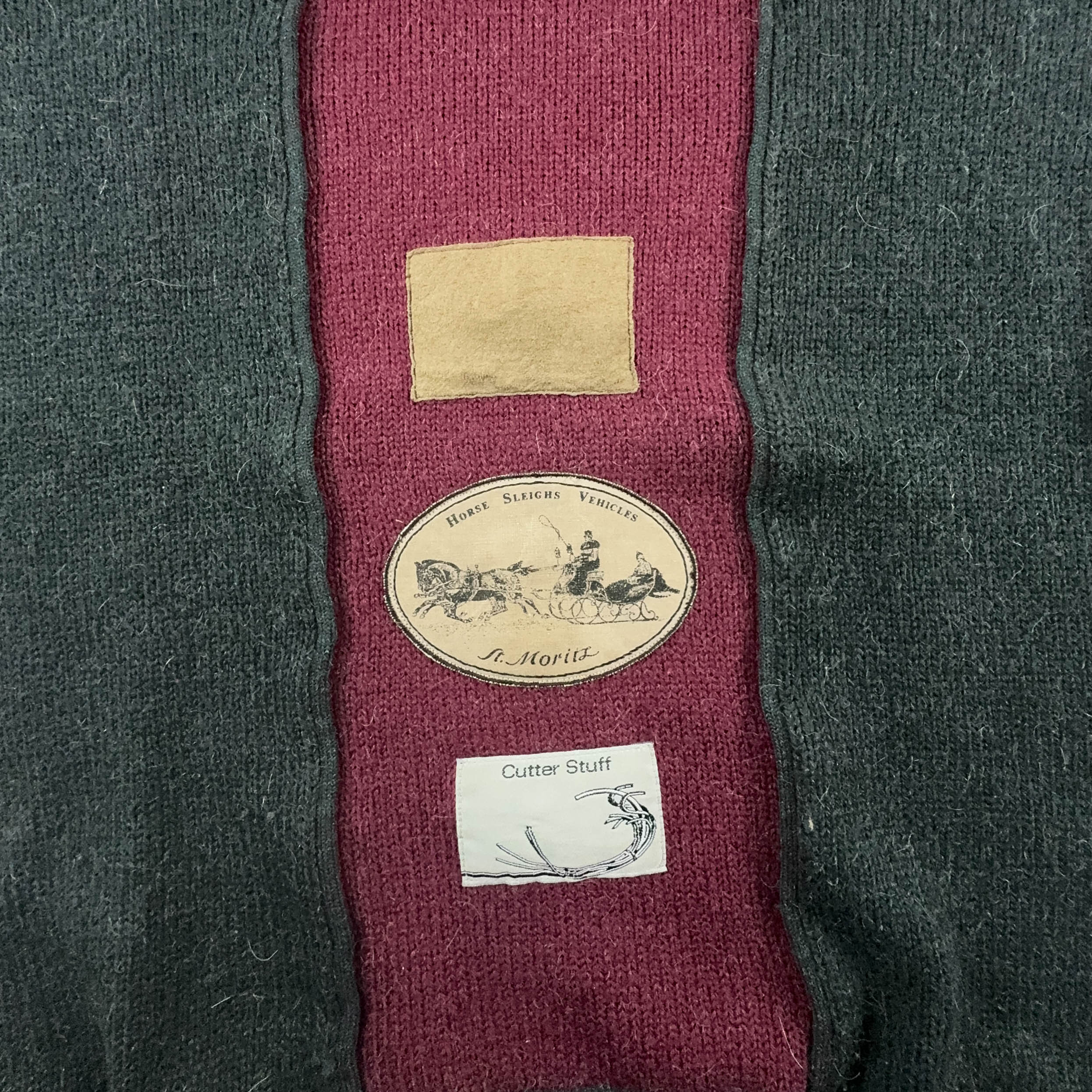 Adidas Vintage 50% Wool & Alpaca Grey & Red Patchwork 90s Sweater - Size 50 Men