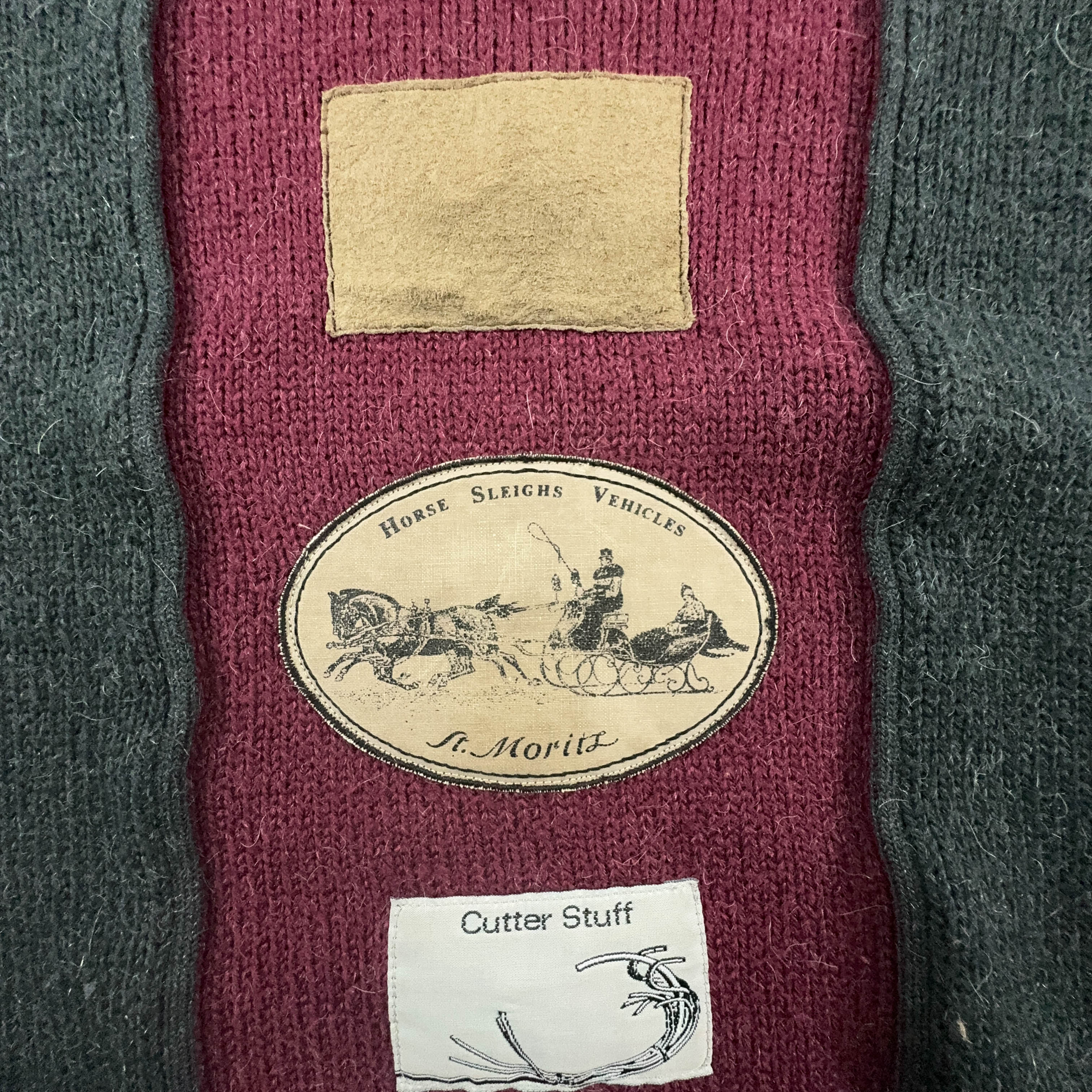 Adidas Vintage 50% Wool & Alpaca Grey & Red Patchwork 90s Sweater - Size 50 Men