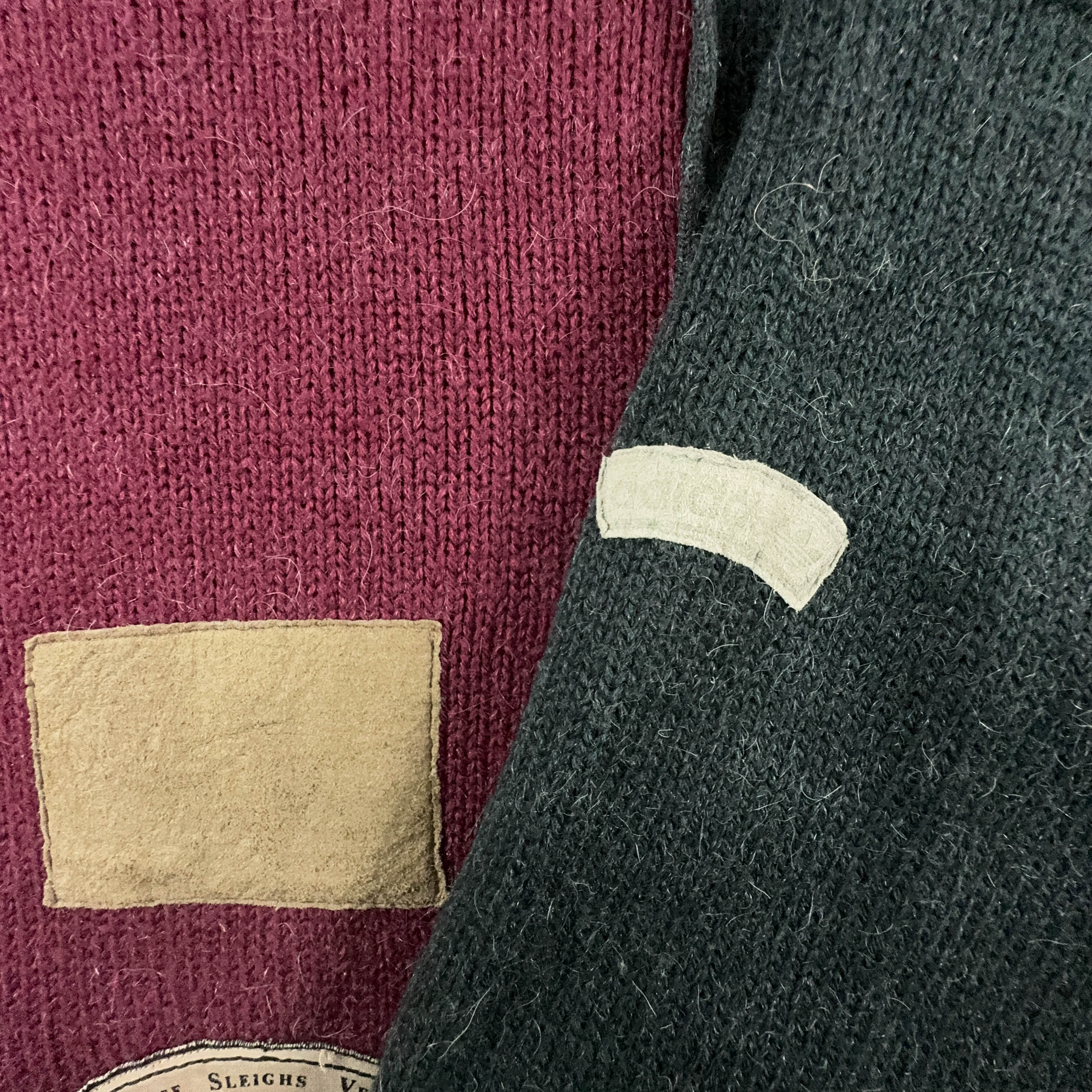 Adidas Vintage 50% Wool & Alpaca Grey & Red Patchwork 90s Sweater - Size 50 Men