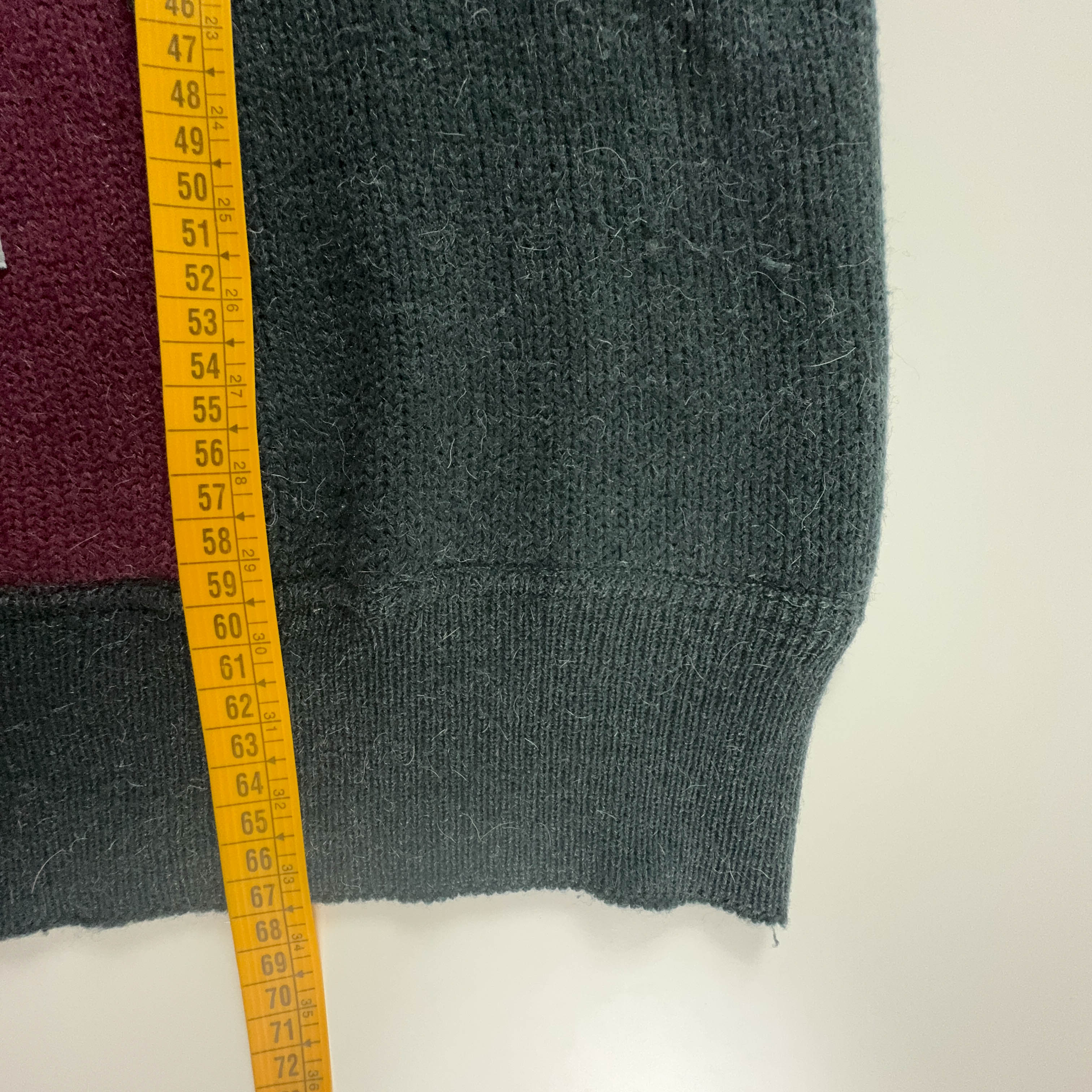 Adidas Vintage 50% Wool & Alpaca Grey & Red Patchwork 90s Sweater - Size 50 Men