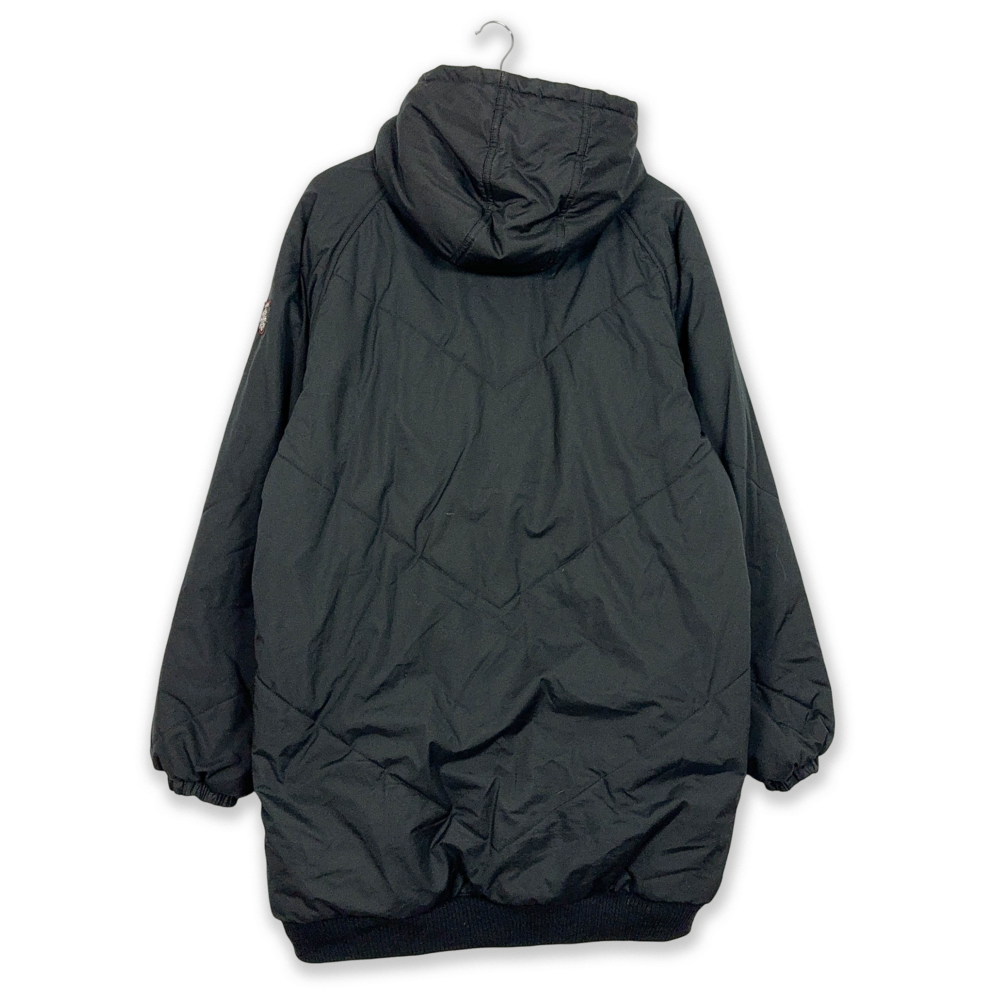 Giubbotto Adidas Vintage nero anni 2000 lungo con zip e cappuccio - Taglia M/L uomo