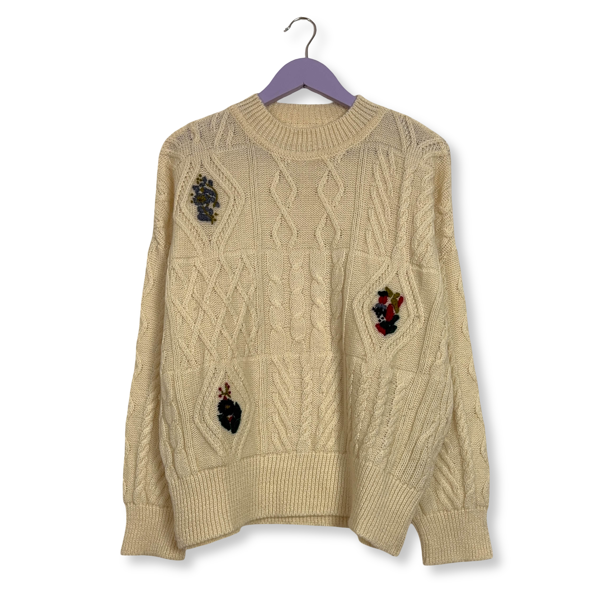 Maglione Vintage crema a girocollo 65% lana e alpaca anni 80 90 - Taglia M uomo