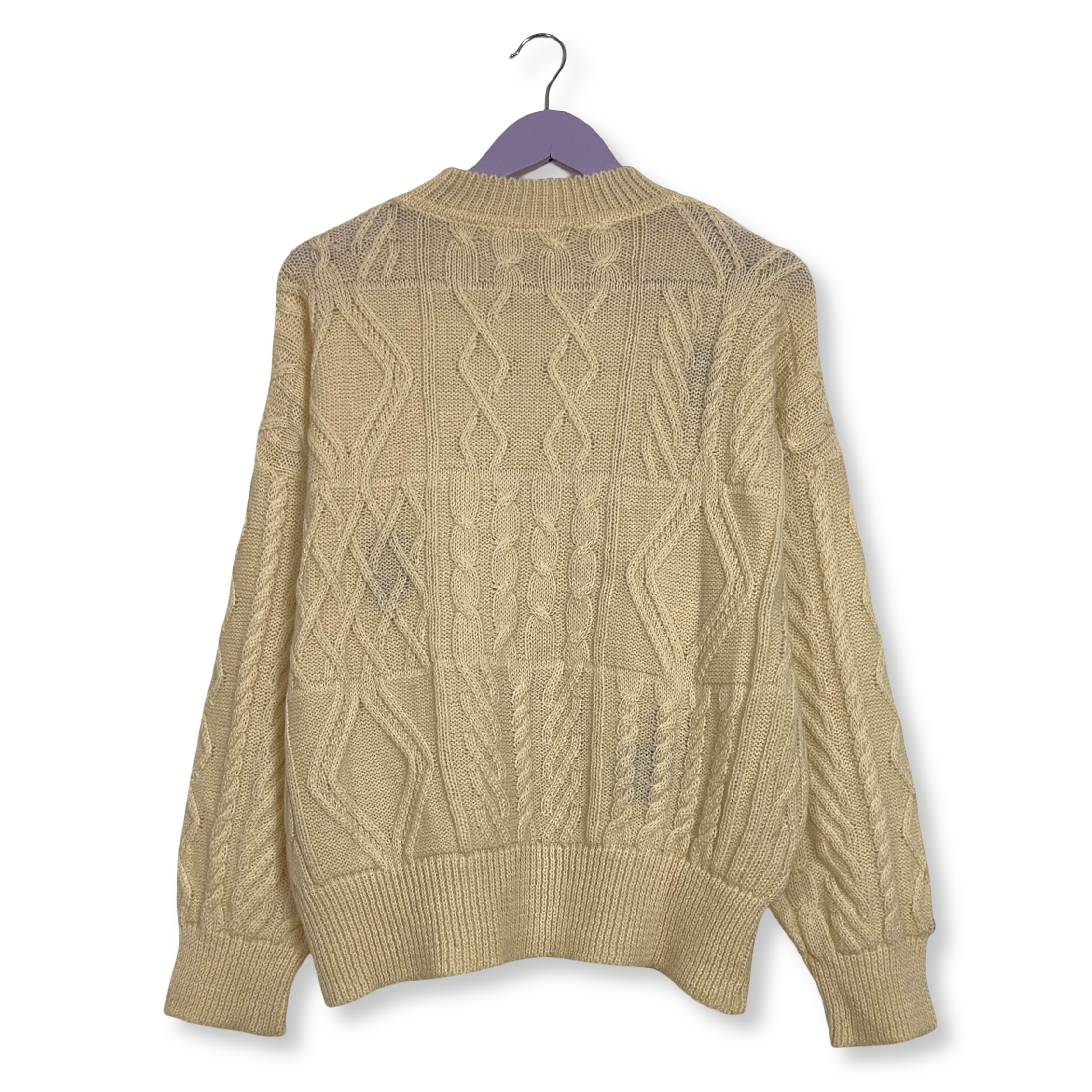 Maglione Vintage crema a girocollo 65% lana e alpaca anni 80 90 - Taglia M uomo