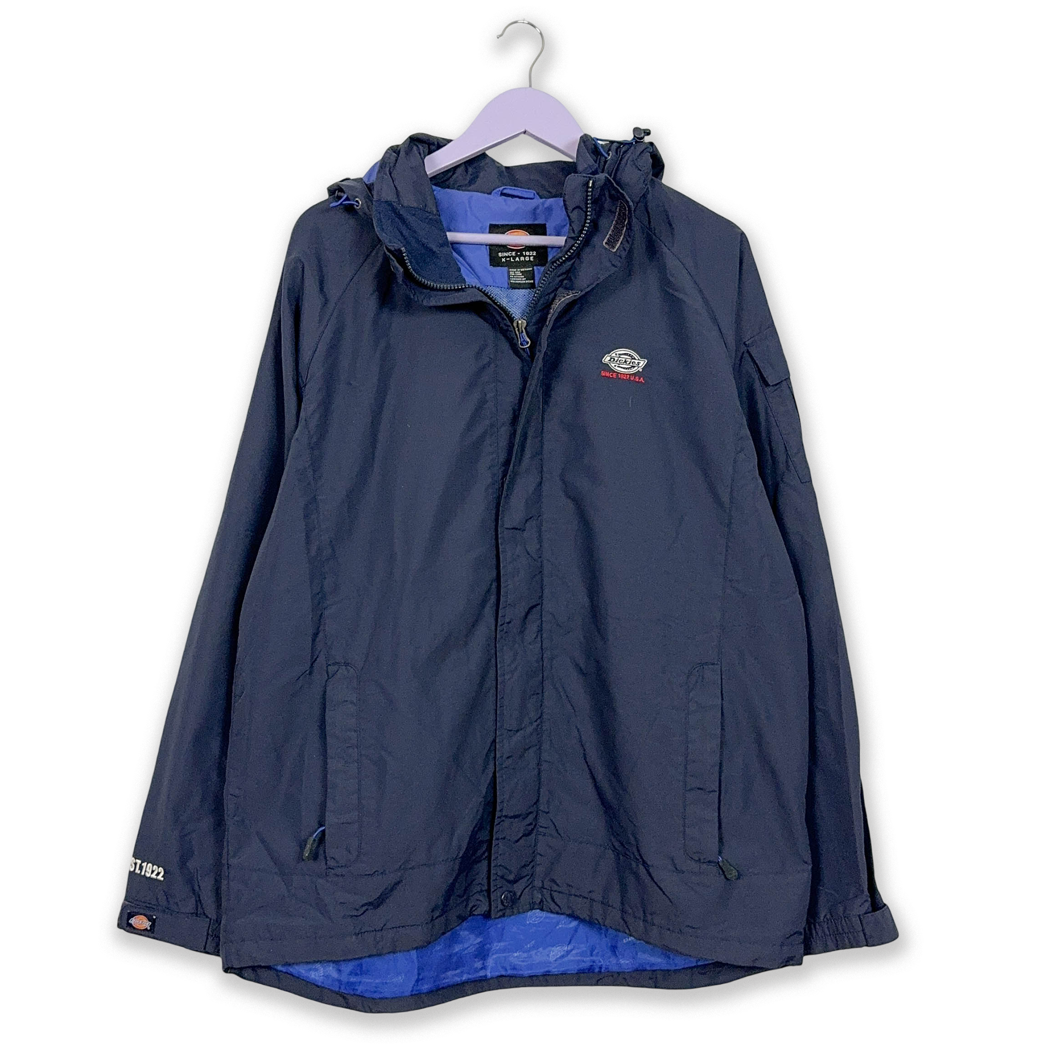Giacca a vento Dickies blu waterproof con zip e cappuccio - Taglia XL uomo