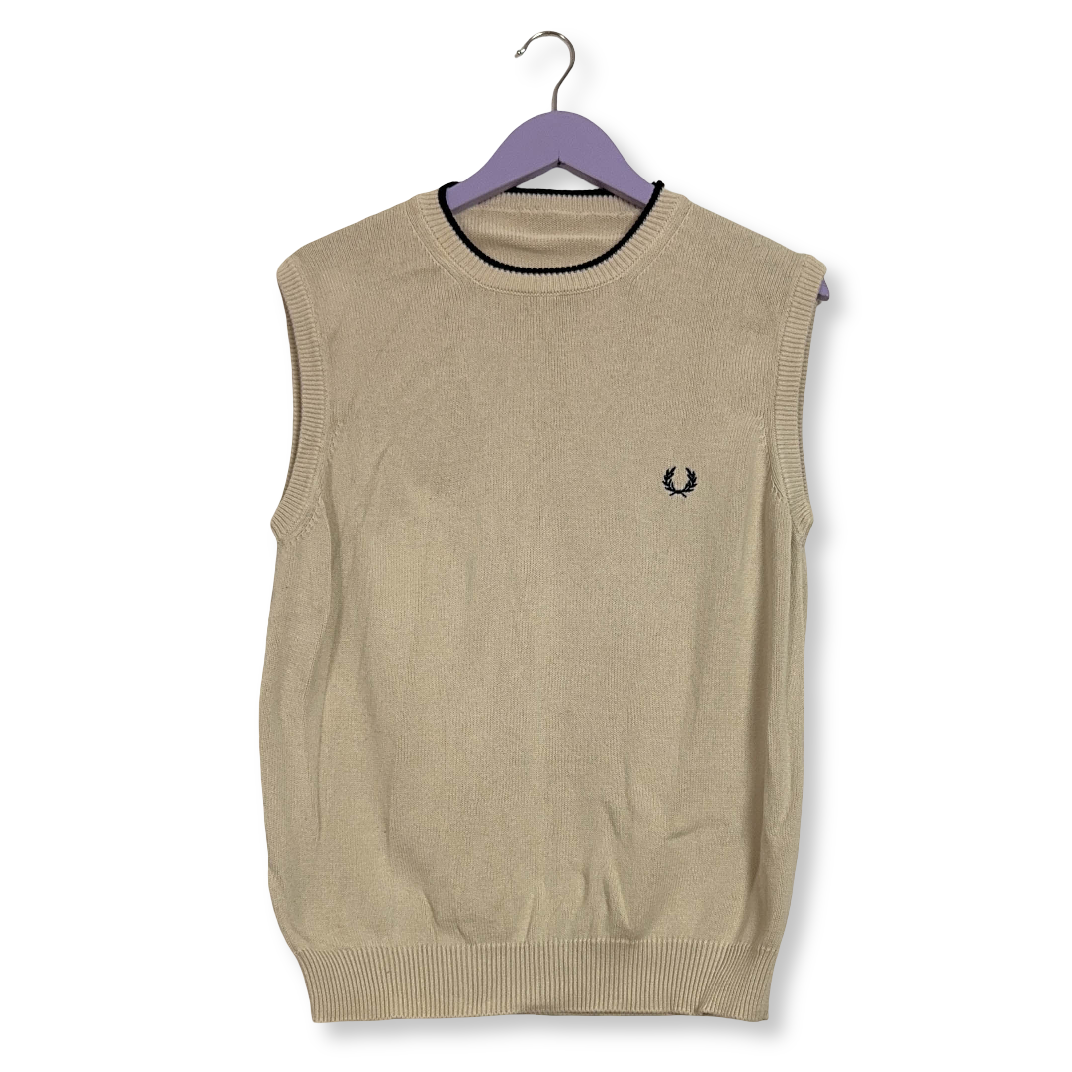 Gilet Fred Perry beige a girocollo 100% cotone - Taglia M uomo
