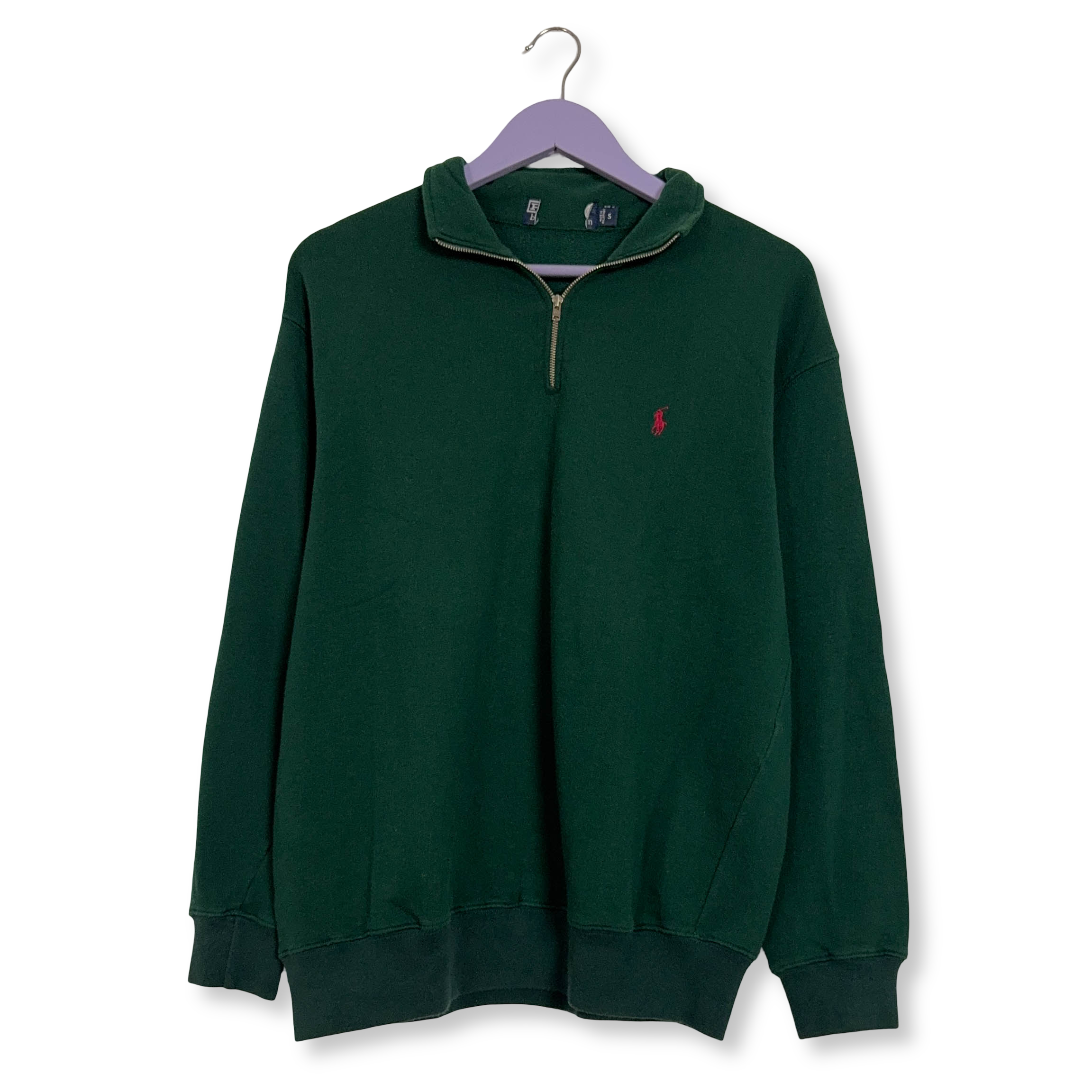 Maglione Ralph Lauren verde quarter zip 82% cotone - Taglia M uomo