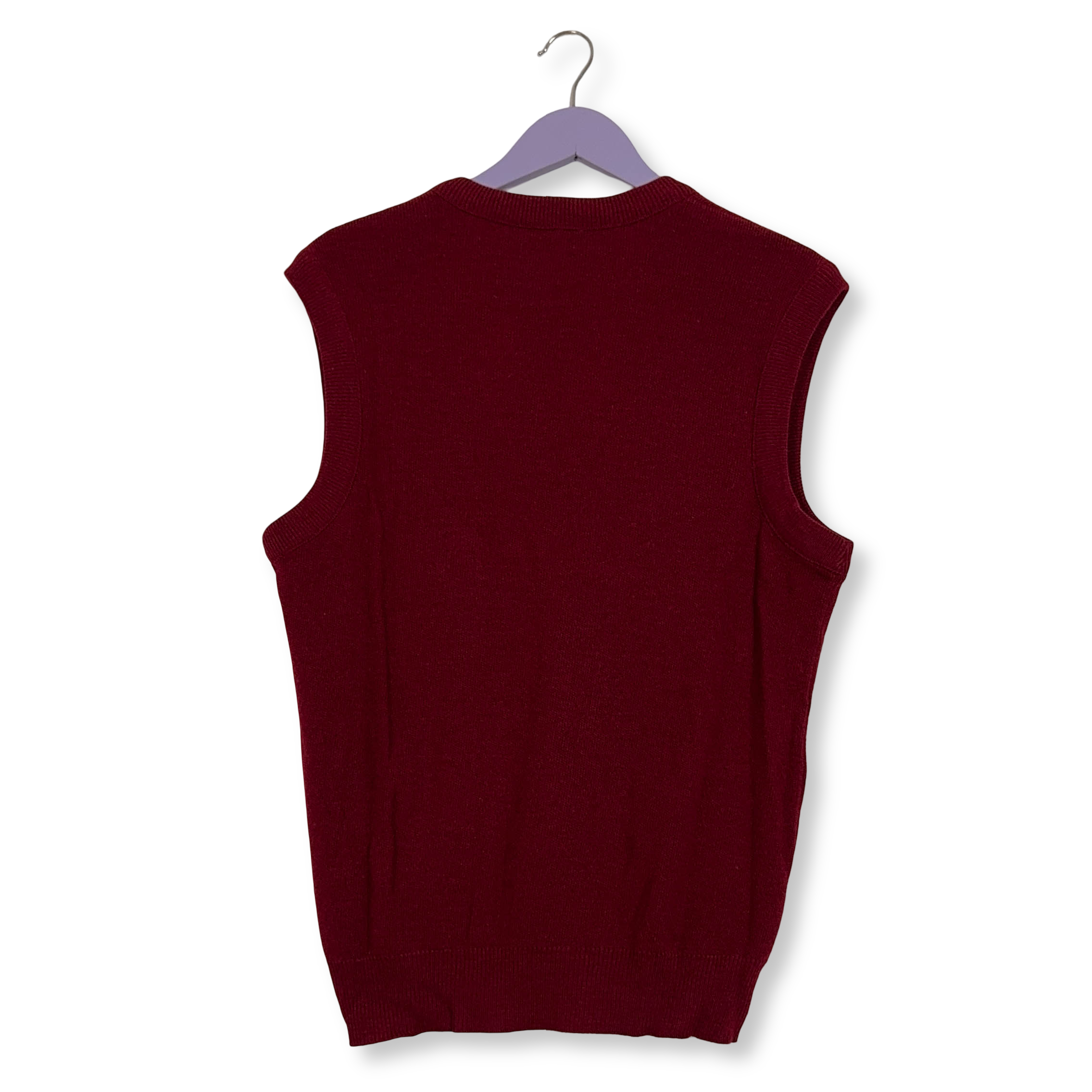 Gilet Lacoste rosso scollo a V logo ricamato 51% lana - Taglia 4 uomo