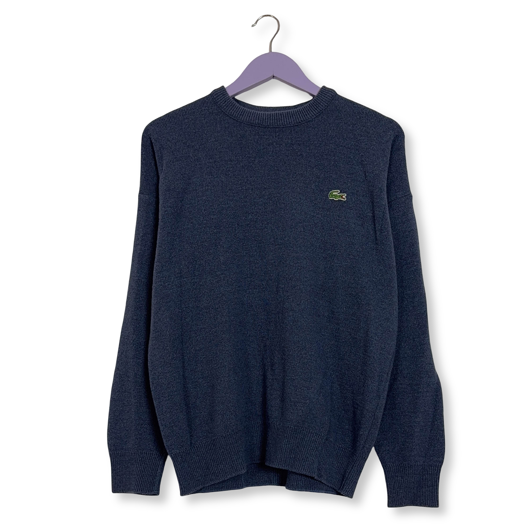 Maglione Lacoste blu a girocollo logo ricamato 51% lana - Taglia 4 uomo