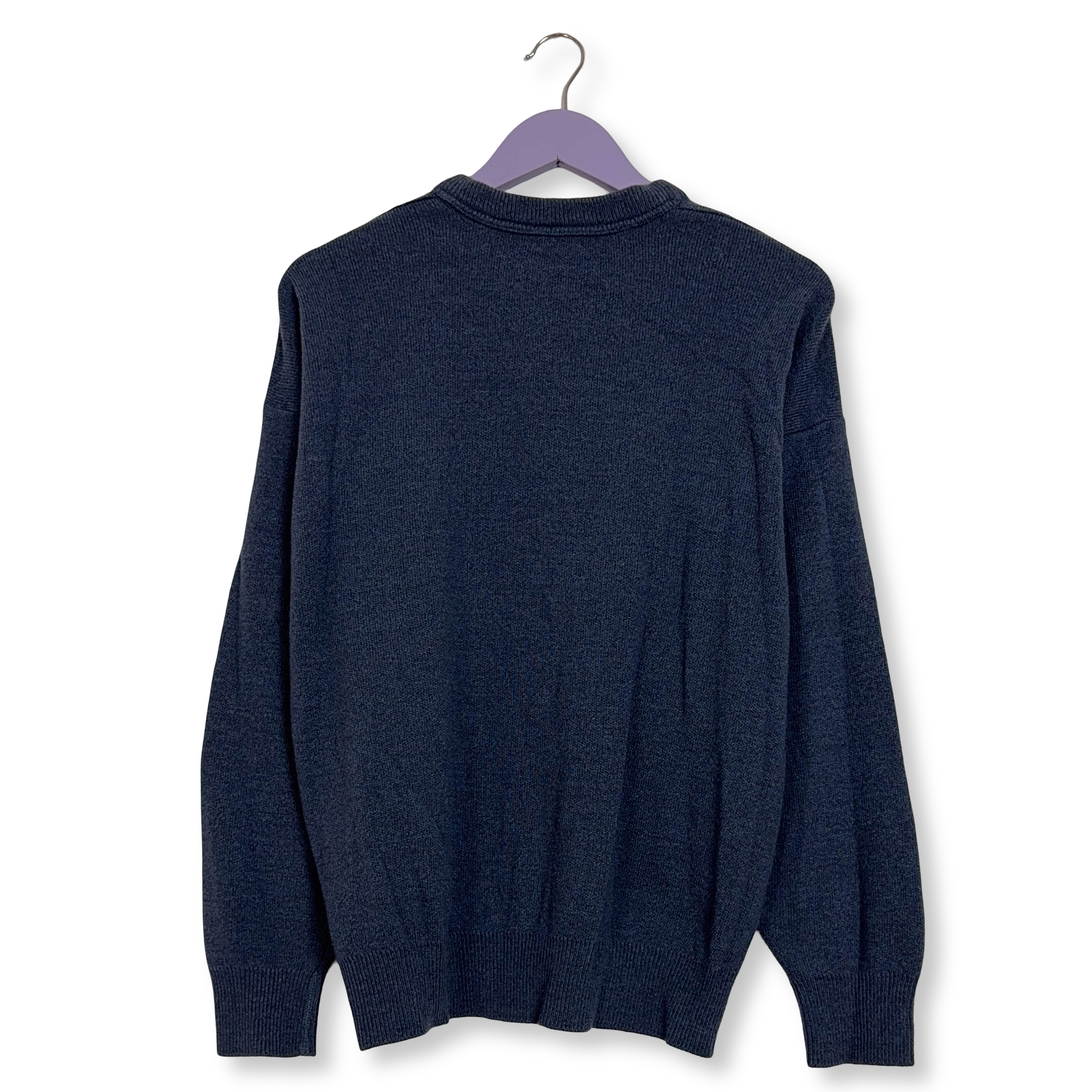 Maglione Lacoste blu a girocollo logo ricamato 51% lana - Taglia 4 uomo