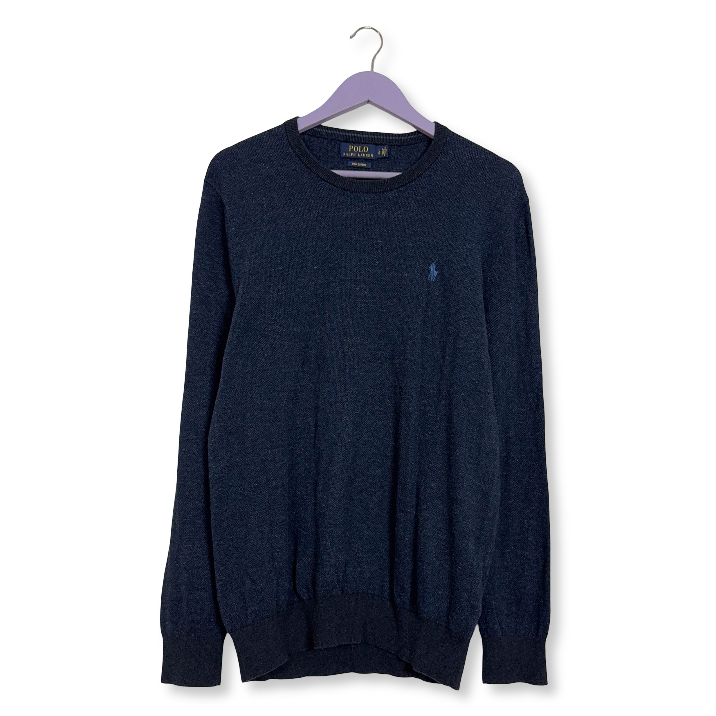Maglione Ralph Lauren blu scuro a girocollo 100% cotone - Taglia L uomo