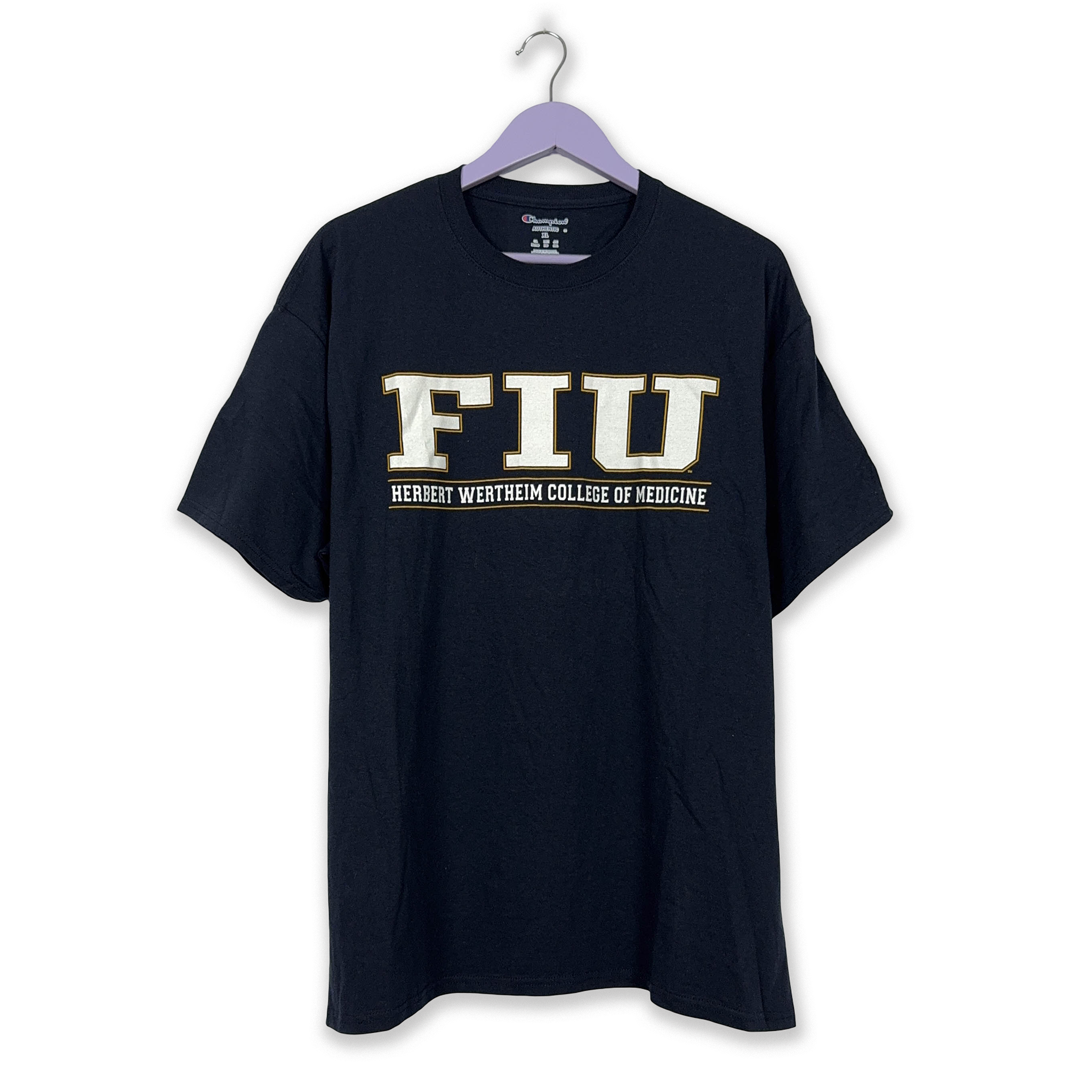 Champion Dark Blue Cotton T-Shirt with College Print - Men's Size XL