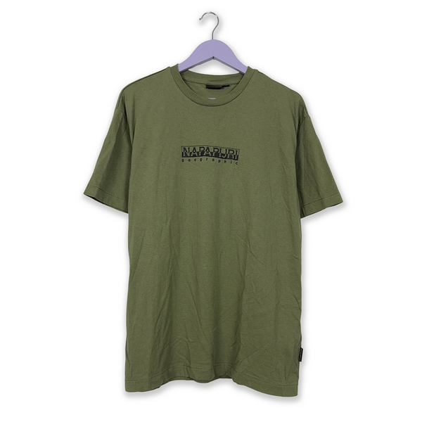 Napapijri Green Cotton T-Shirt with Print - Men's Size M/L