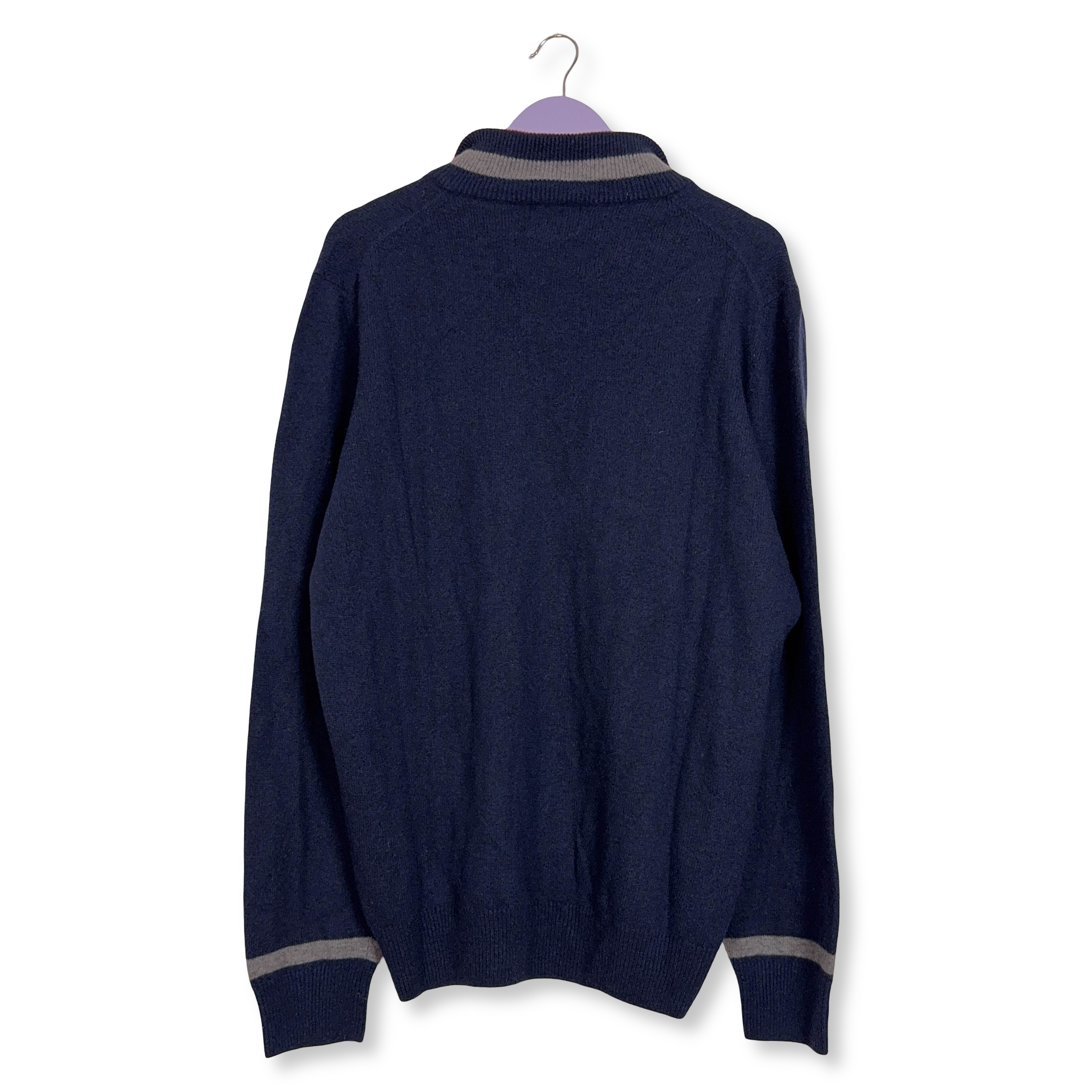 Maglione Woolrich blu quarter zip 100% lana - Taglia XL uomo