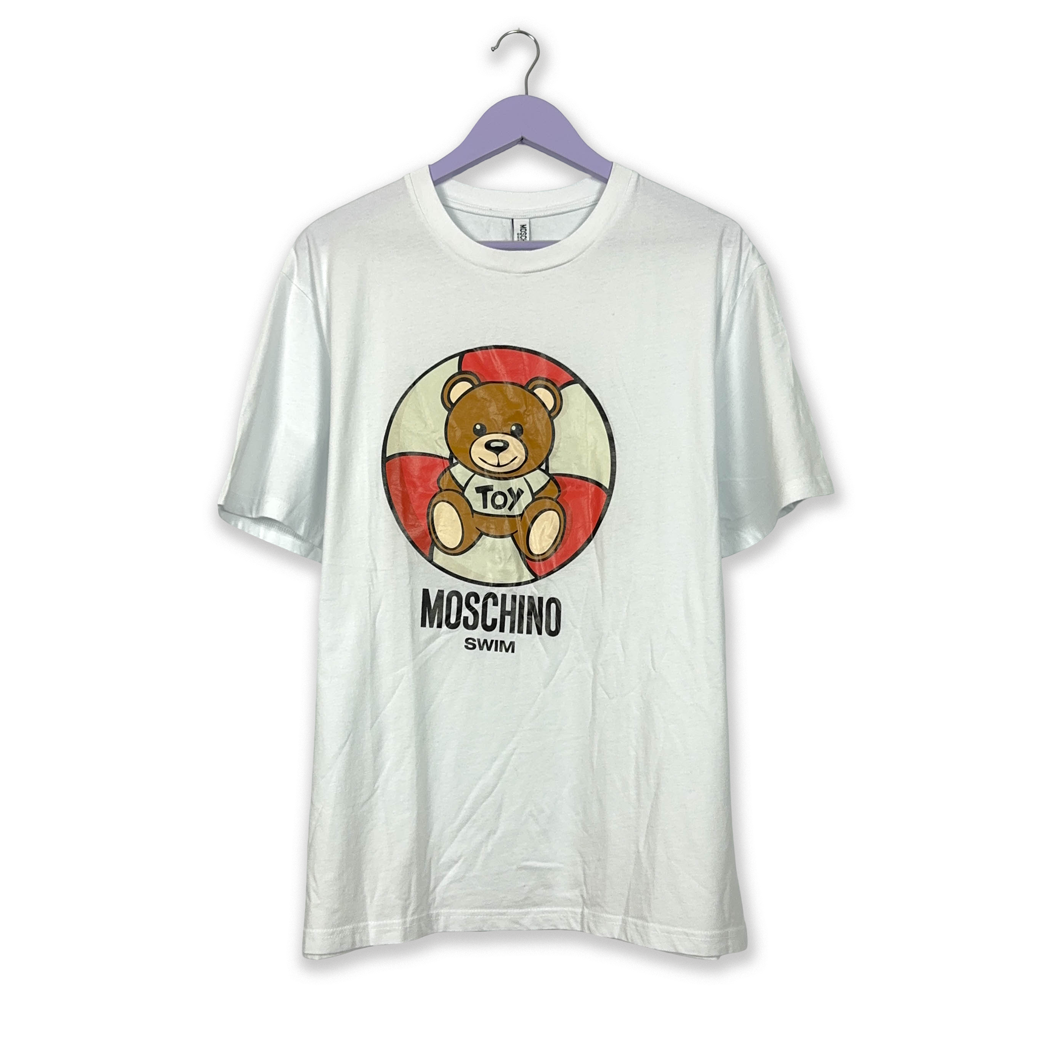Moschino White Cotton T-Shirt with Print - Men's Size XXL