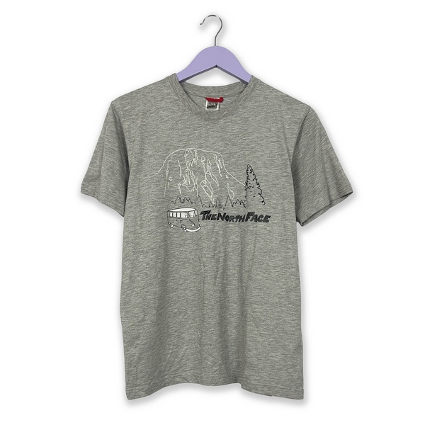 The North Face Grey Cotton T-Shirt with Print - Men's Size S/M