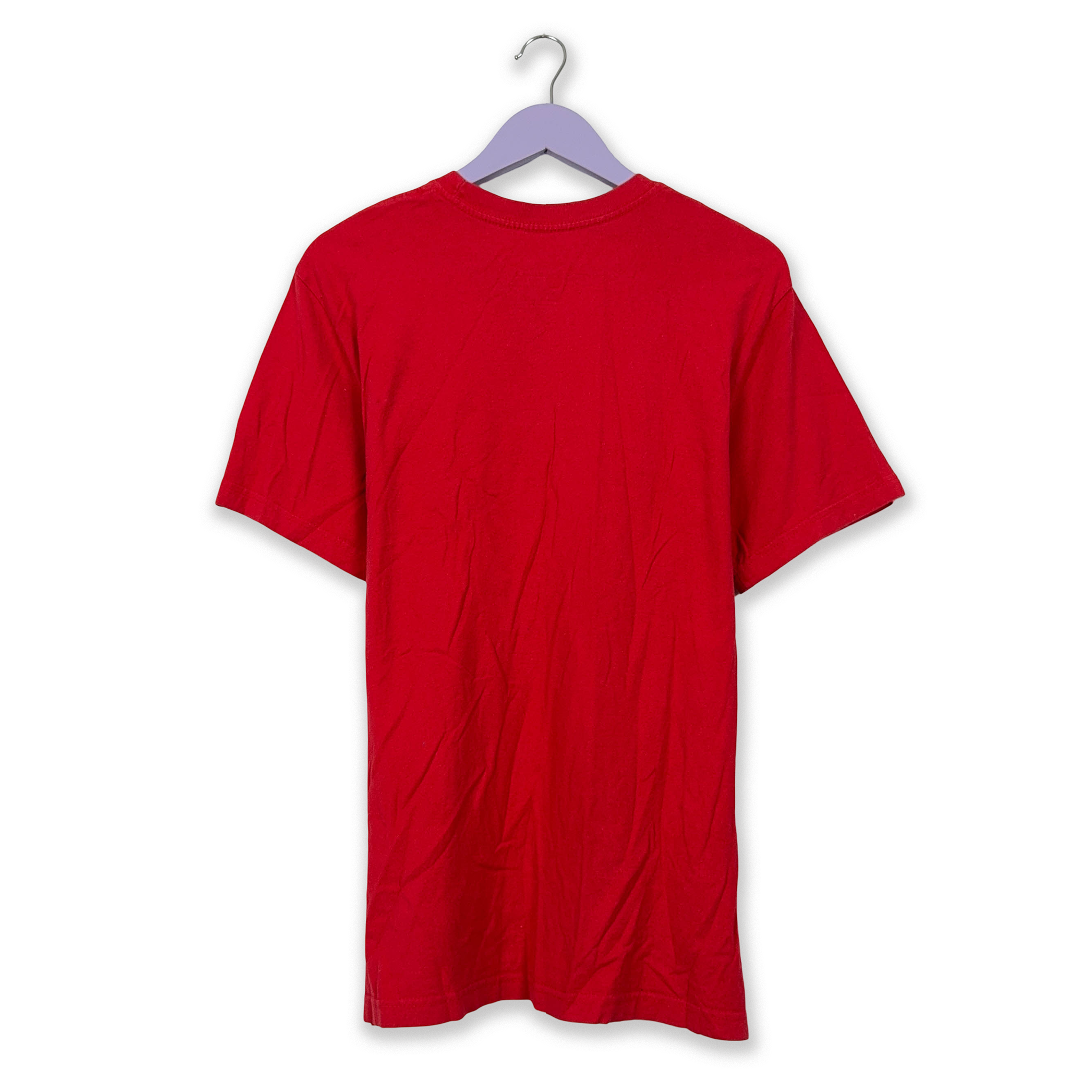 Nike Red Cotton T-Shirt with Printed Spellout Logo - Men's Size Large