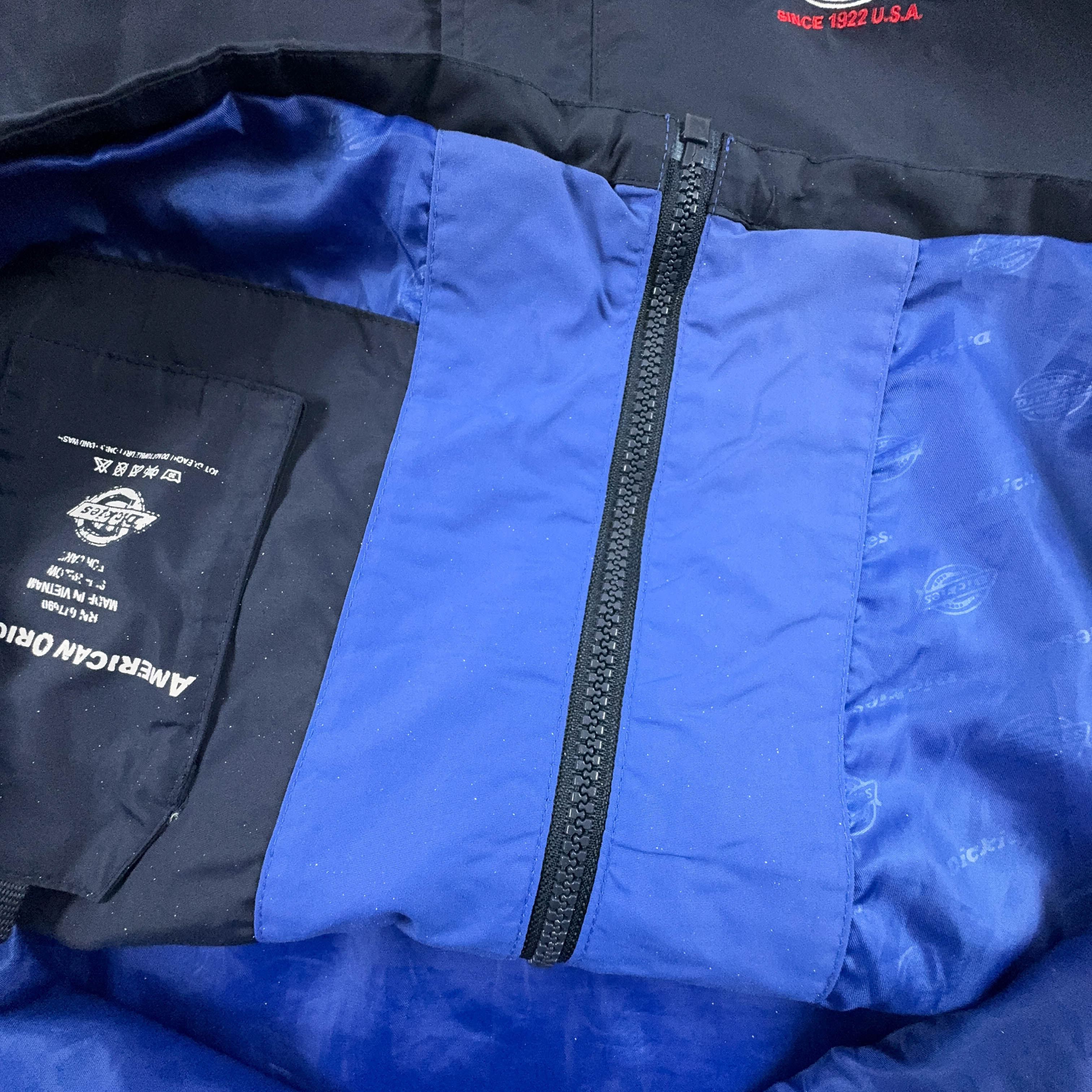 Giacca a vento Dickies blu waterproof con zip e cappuccio - Taglia XL uomo