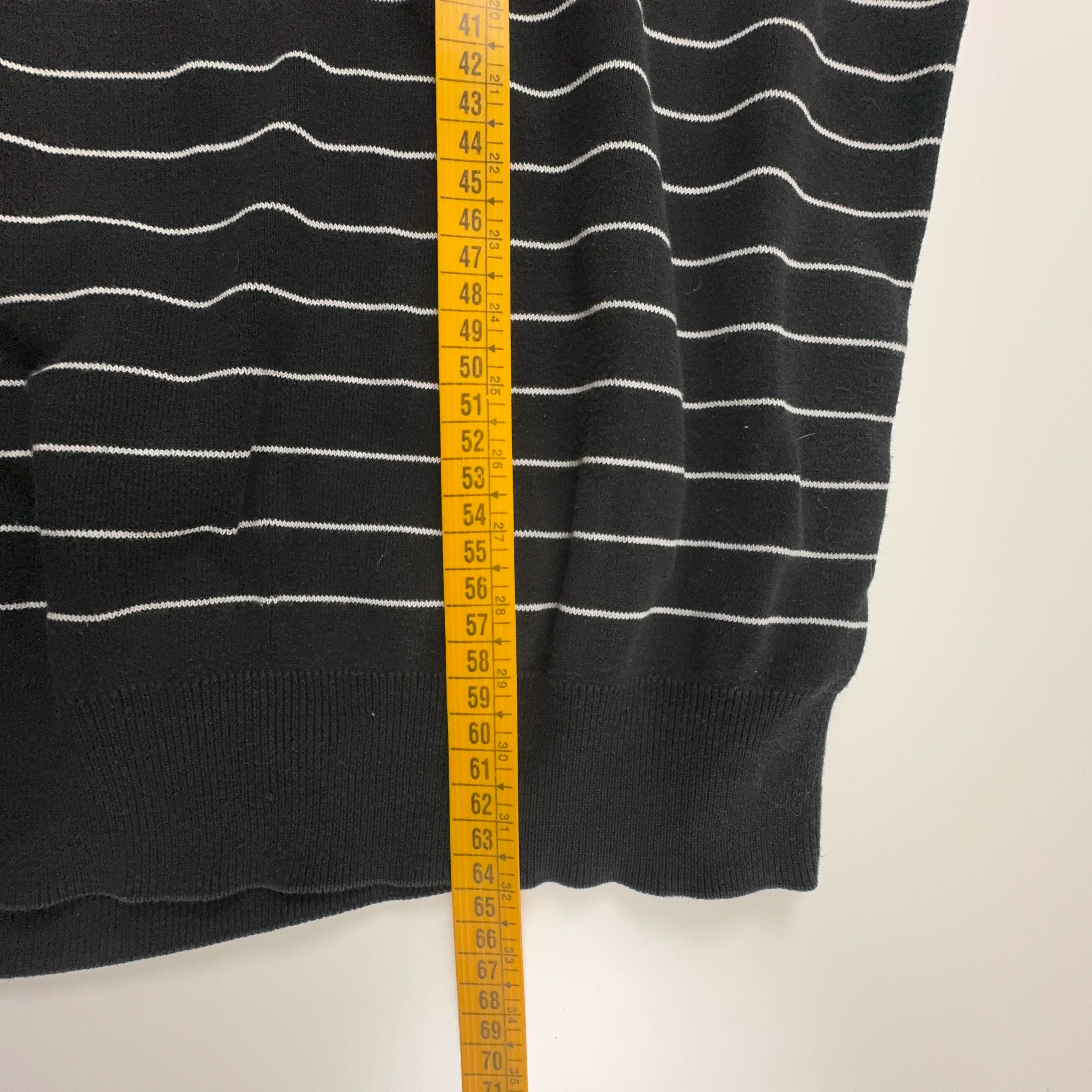 Maglione Ralph Lauren nero e bianco a righe scollo a V in cotone - Taglia L/XL uomo