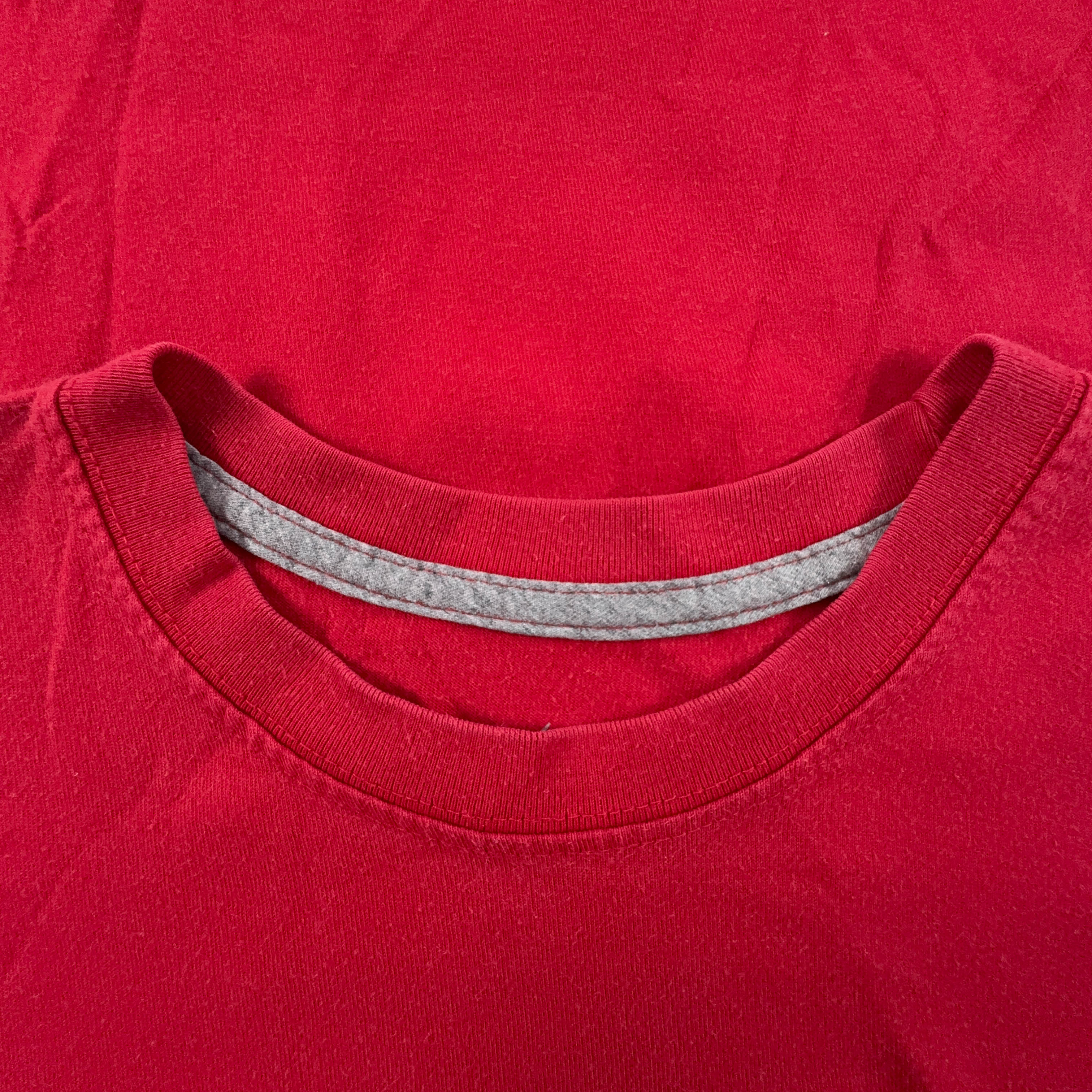 Nike Red Cotton T-Shirt with Printed Spellout Logo - Men's Size Large