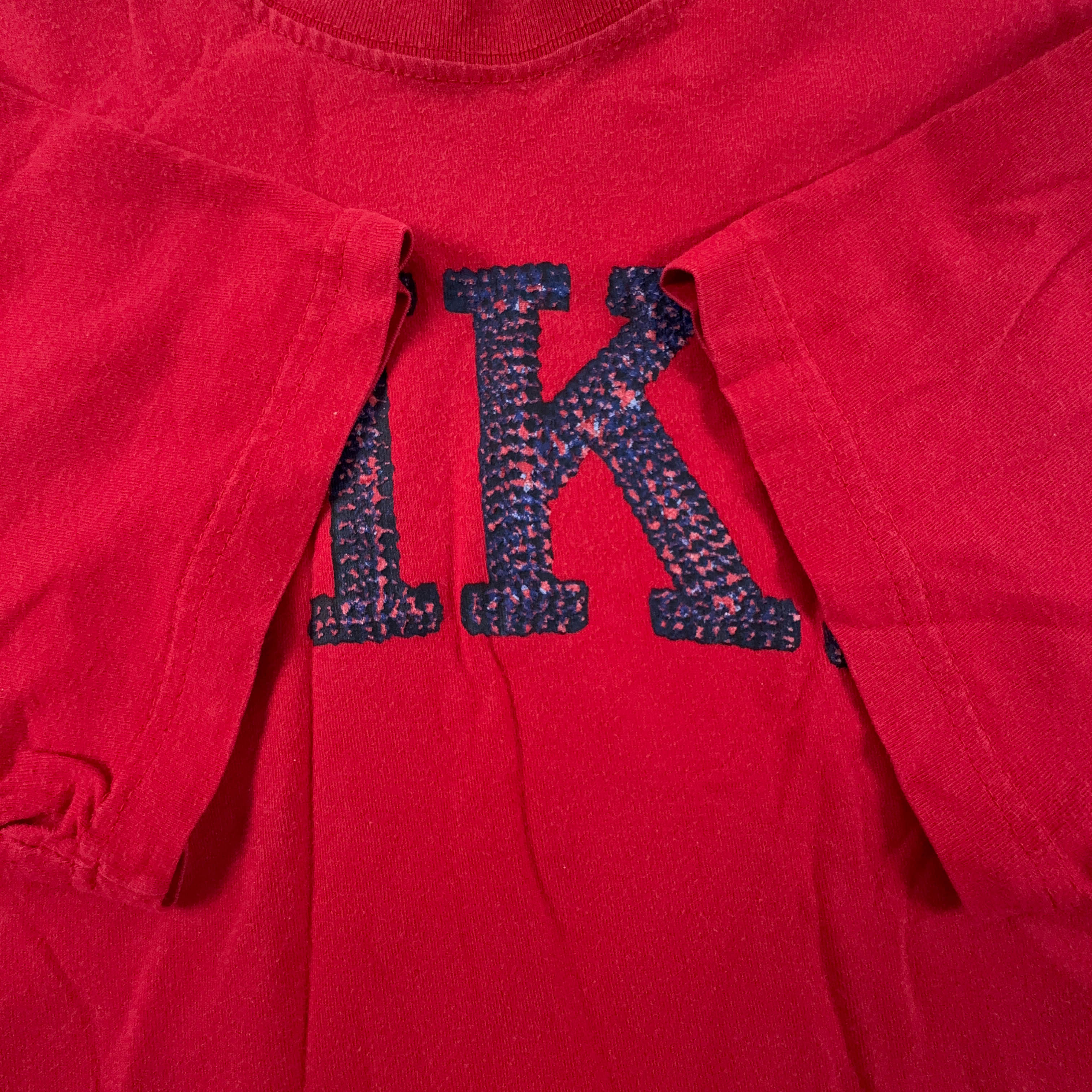 Nike Red Cotton T-Shirt with Printed Spellout Logo - Men's Size Large