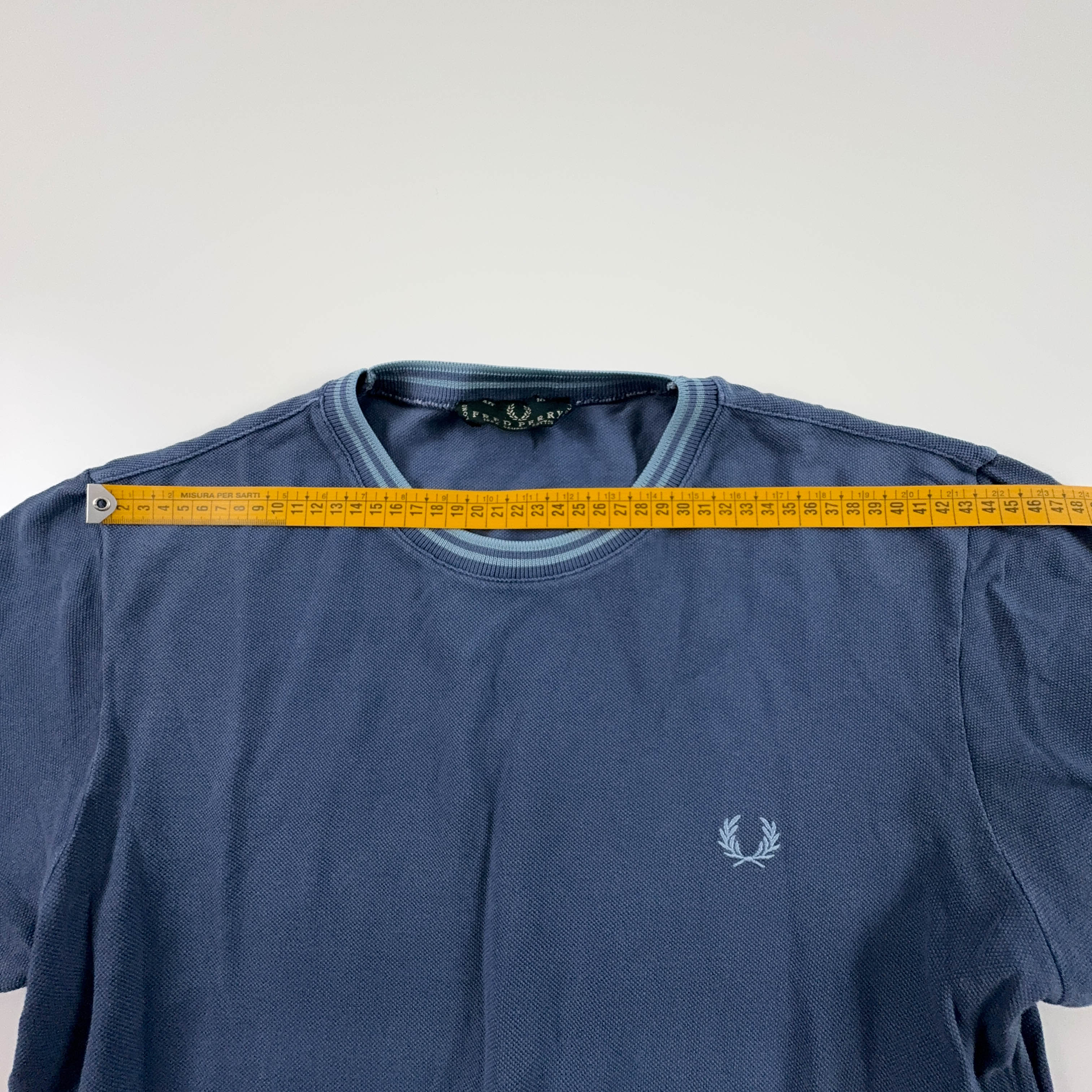 Fred Perry Blue Cotton T-Shirt - Size 40