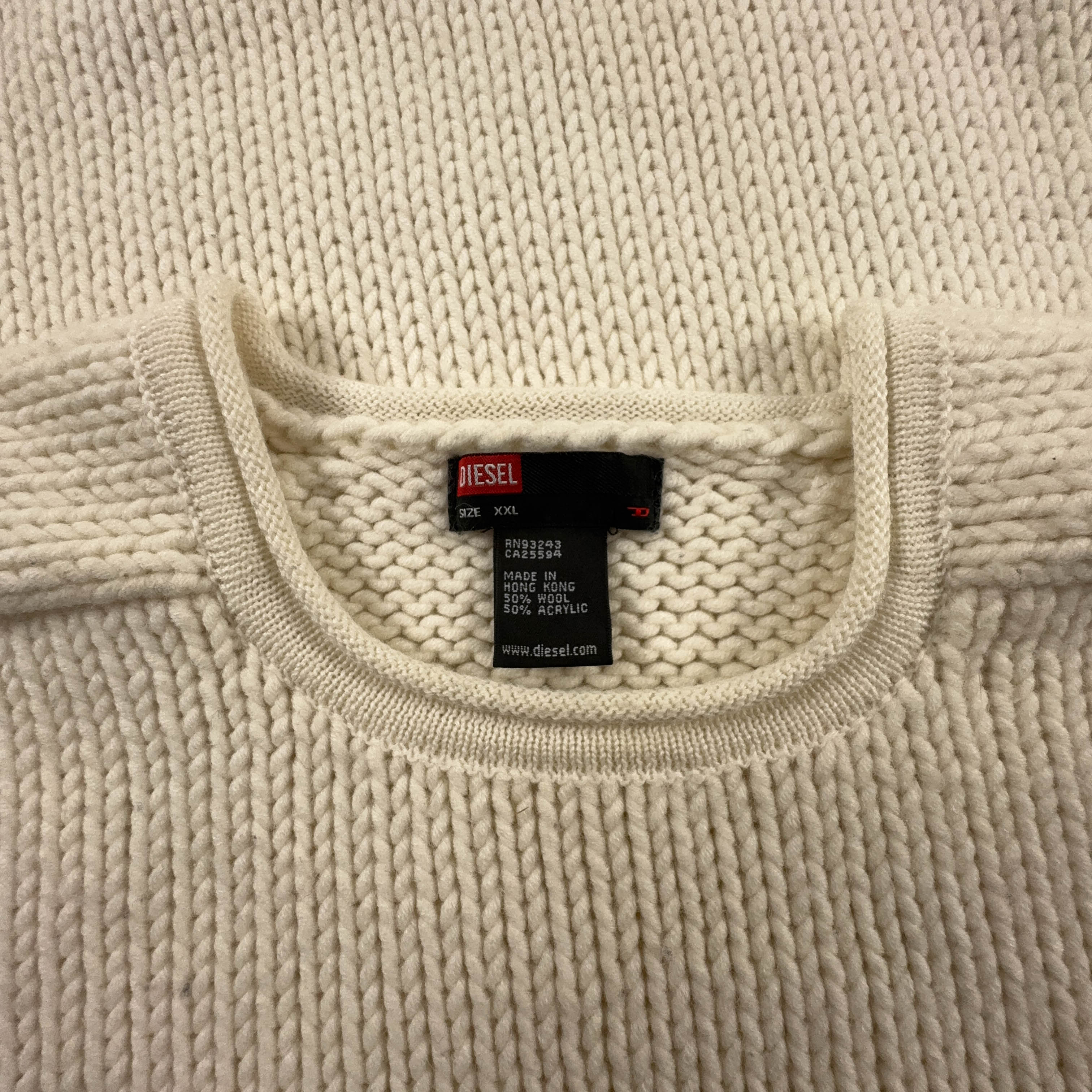 Maglione Diesel ocra a girocollo con toppe sui gomiti 50% lana - Taglia XL uomo