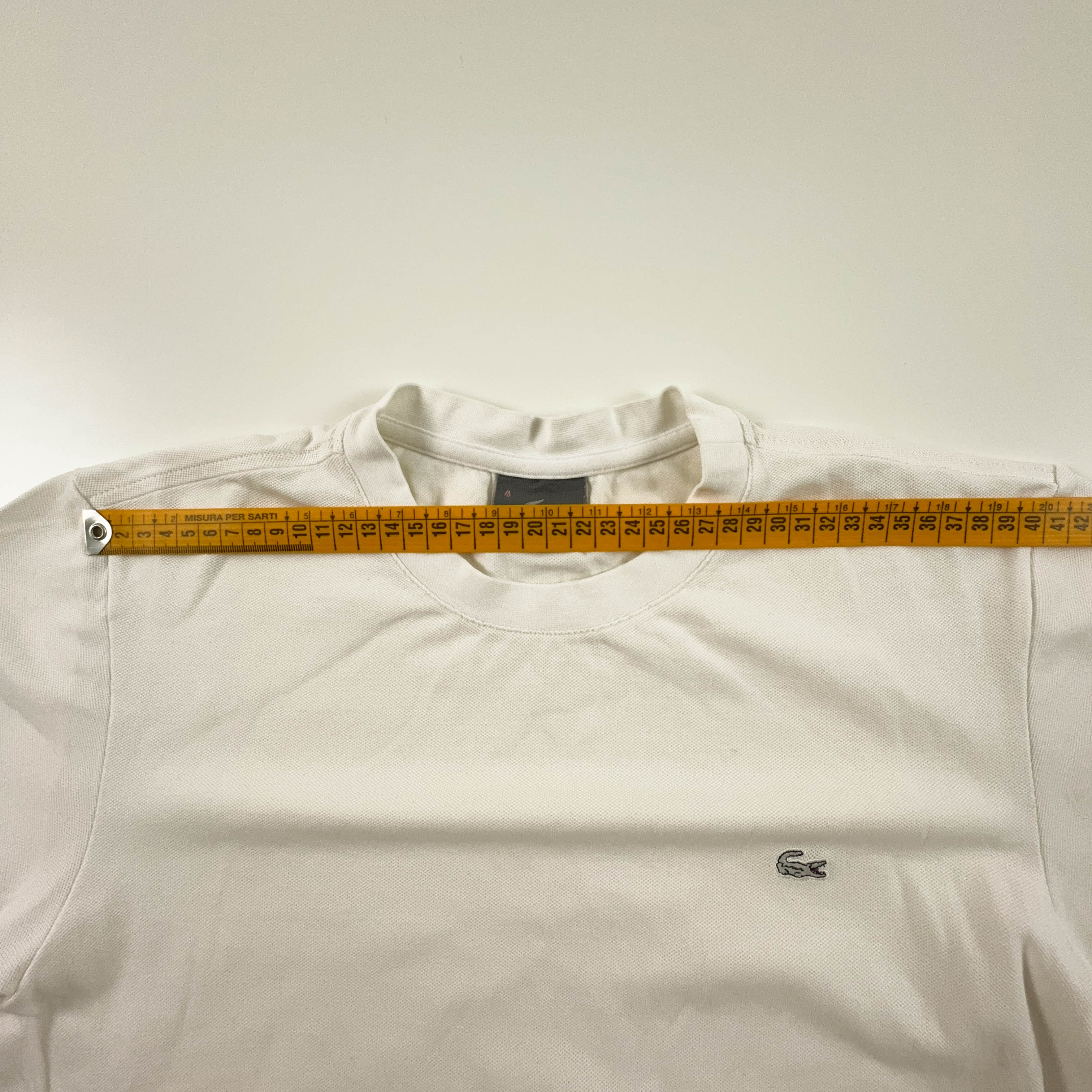 Lacoste Cream White Cotton T-Shirt - Men's Size 4