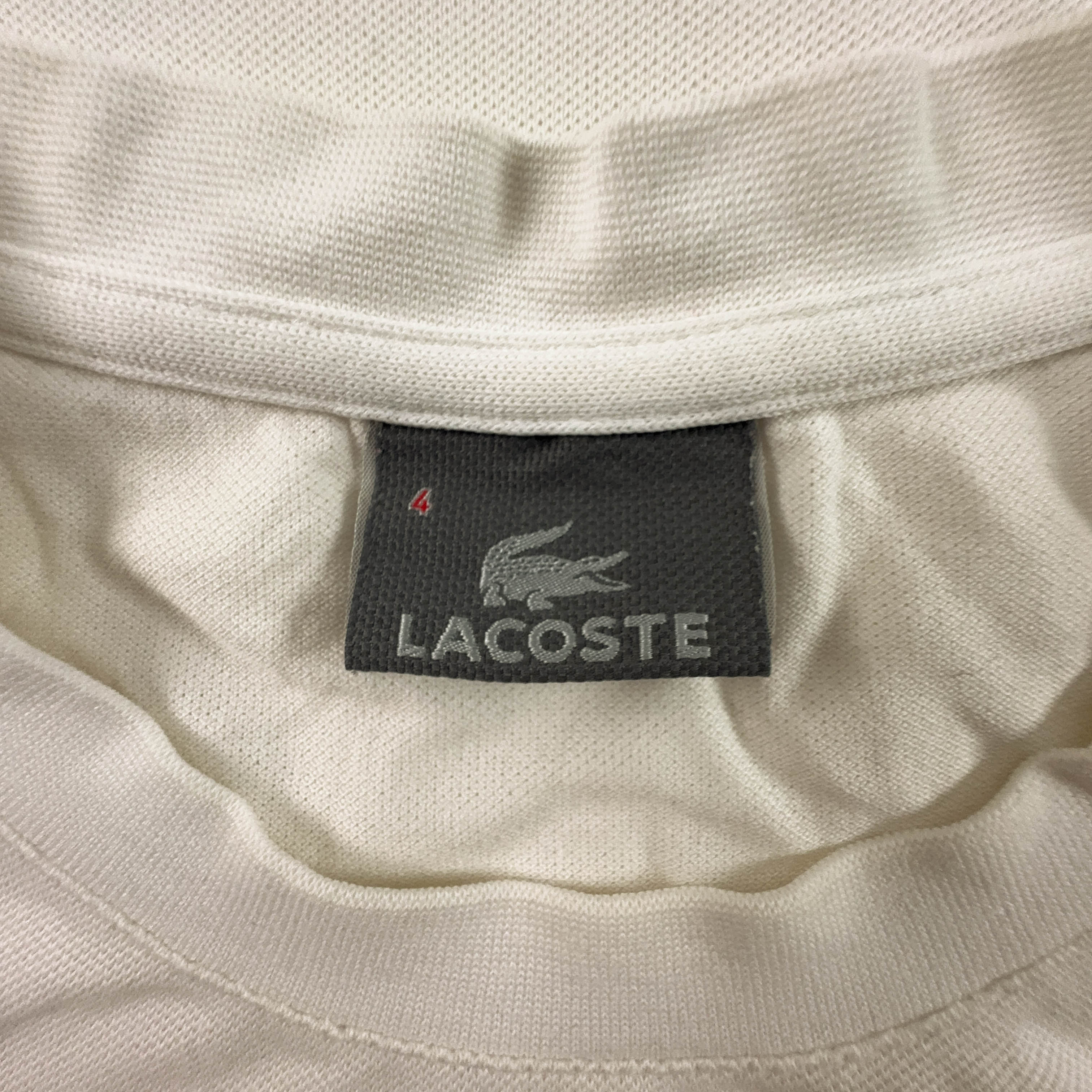 Lacoste Cream White Cotton T-Shirt - Men's Size 4