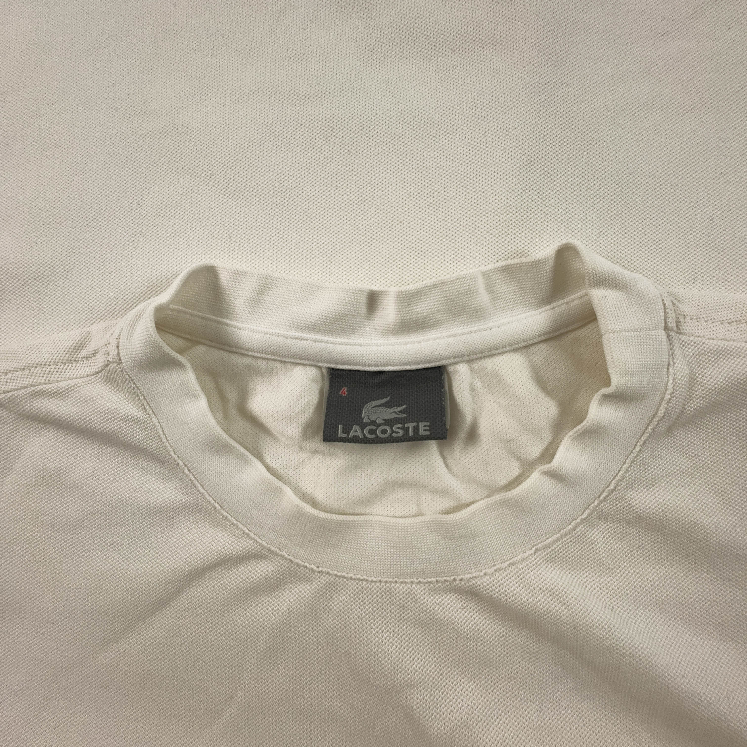 Lacoste Cream White Cotton T-Shirt - Men's Size 4