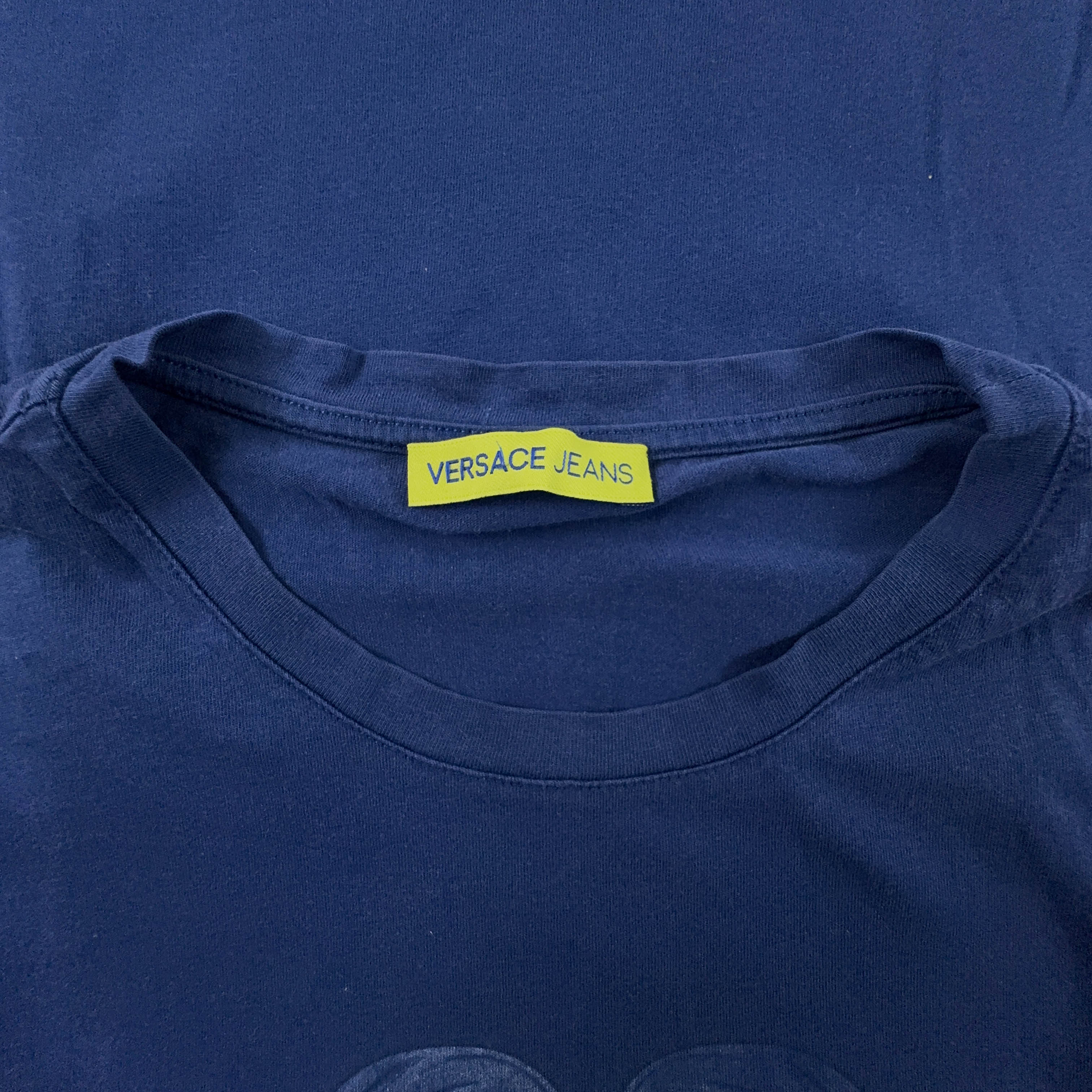 Versace Blue Cotton T-Shirt with Print - Men's Size S