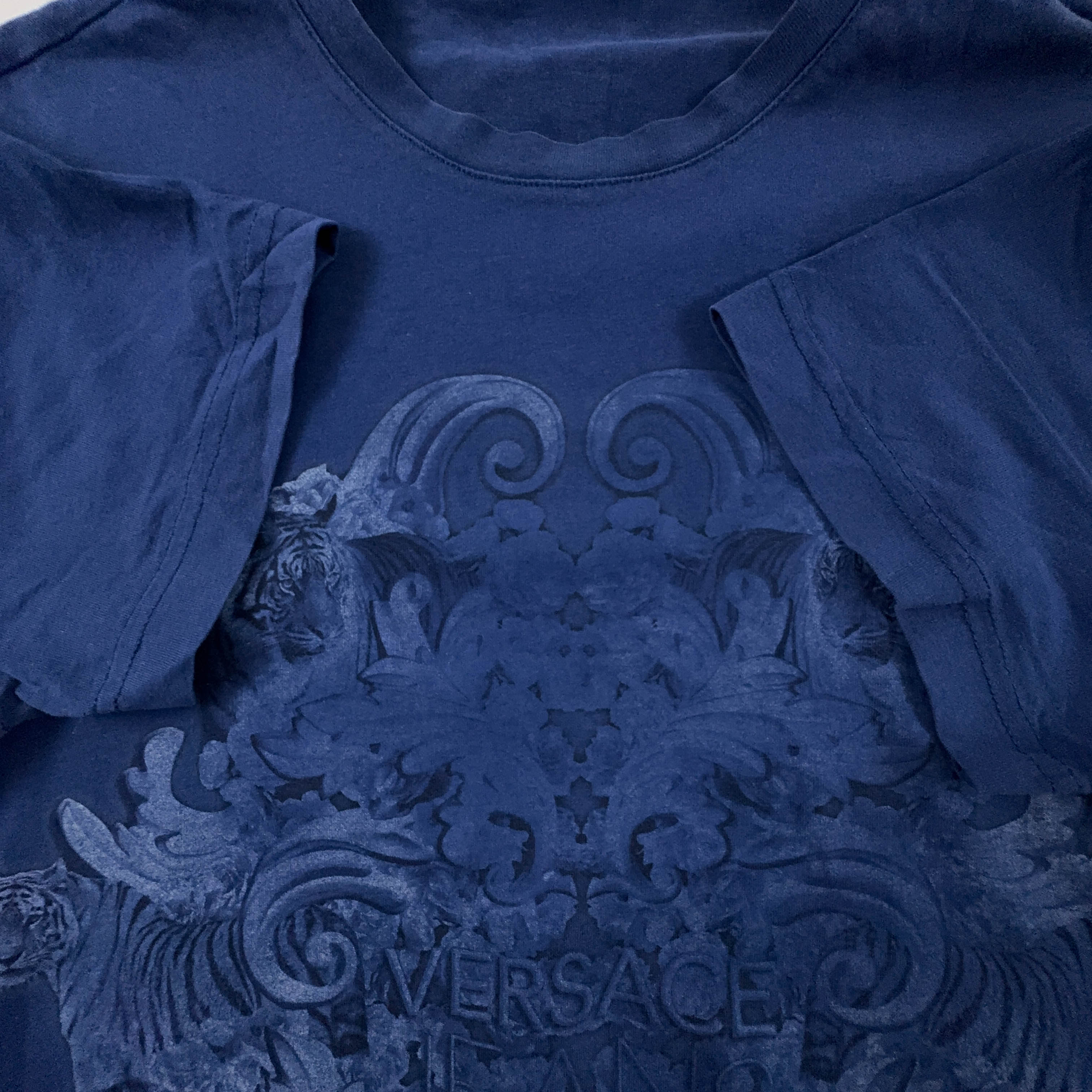 Versace Blue Cotton T-Shirt with Print - Men's Size S