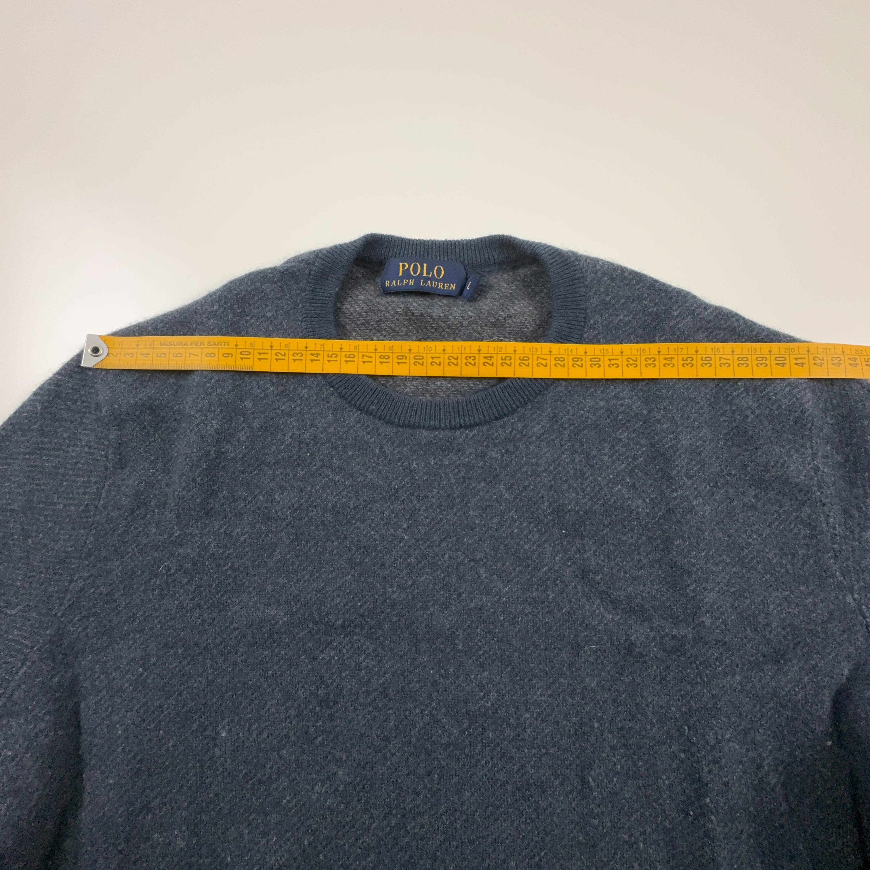 Maglione Ralph Lauren blu a girocollo 100% lana merino - Taglia M/L uomo
