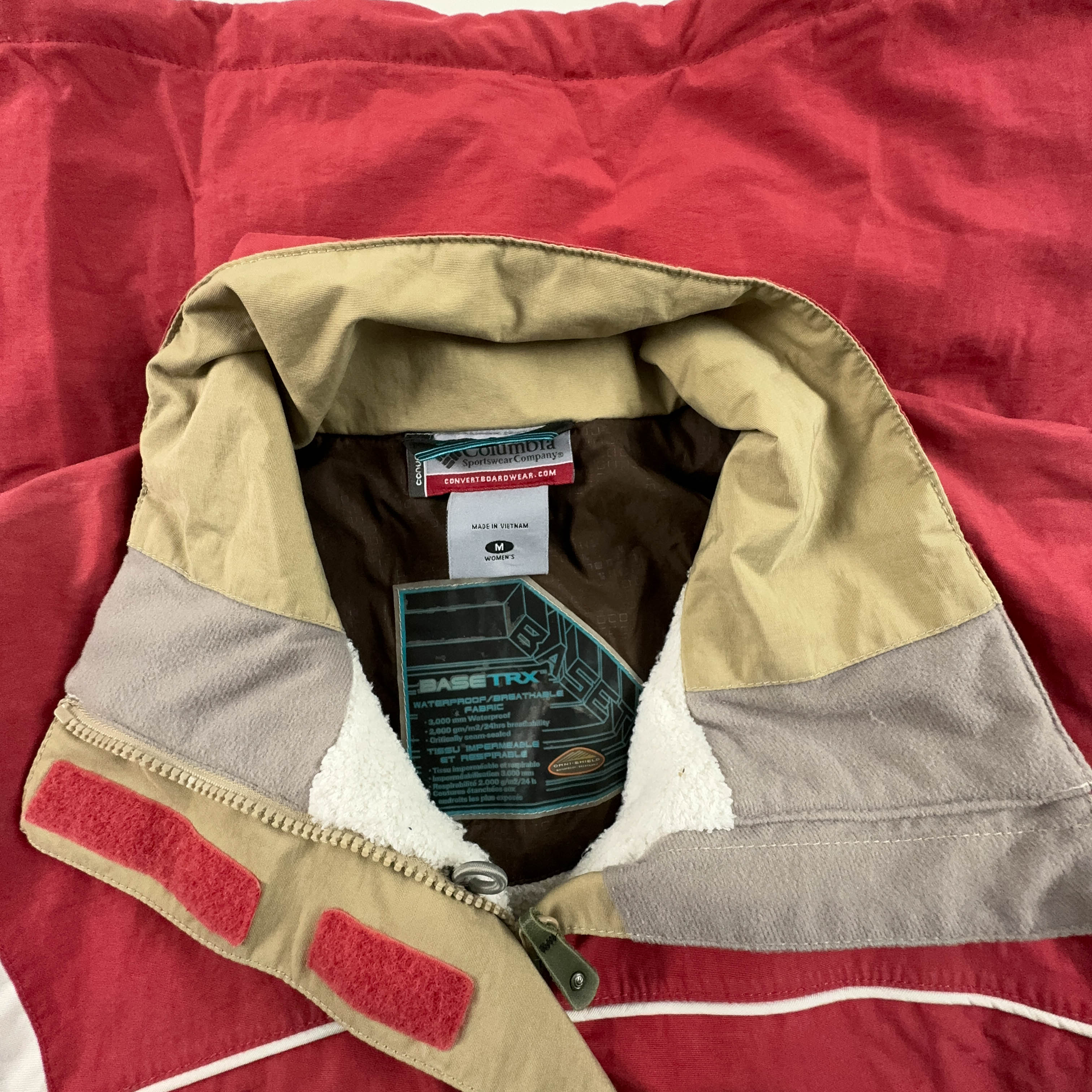 Giacca da Sci/Snowboard Columbia Vintage rossa e bianca Waterproof - Taglia M donna