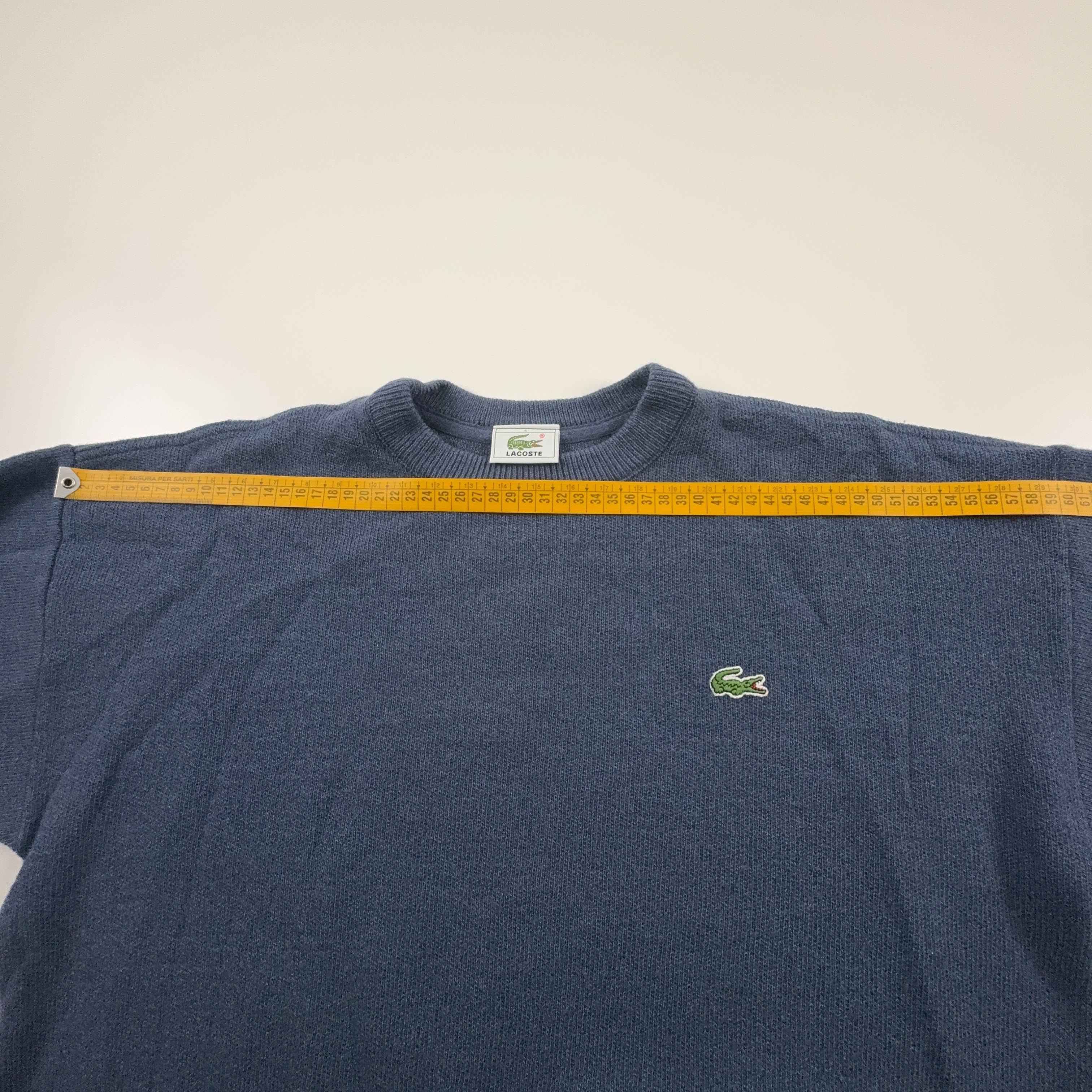 Maglione Lacoste blu a girocollo logo ricamato 51% lana - Taglia 4 uomo