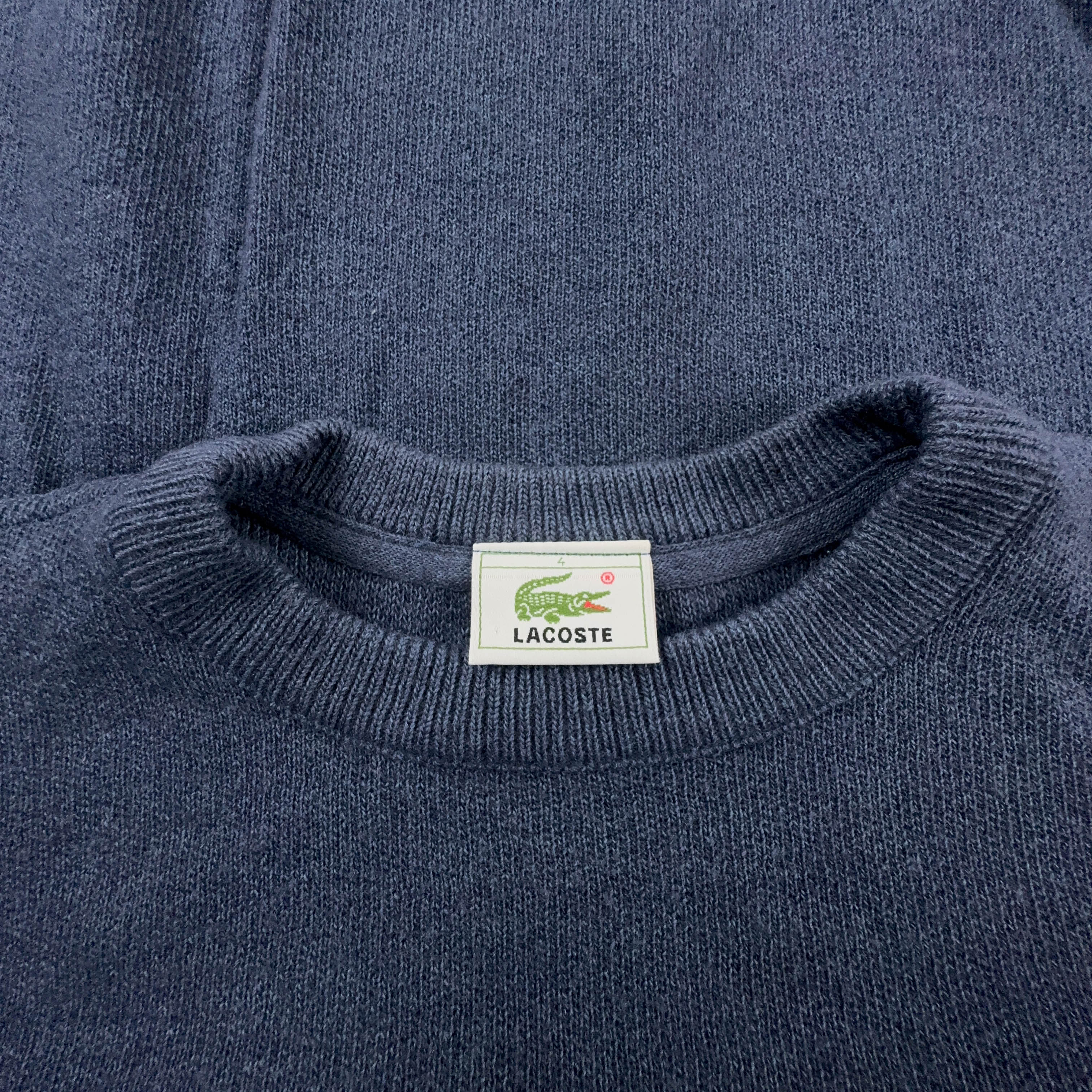 Maglione Lacoste blu a girocollo logo ricamato 51% lana - Taglia 4 uomo