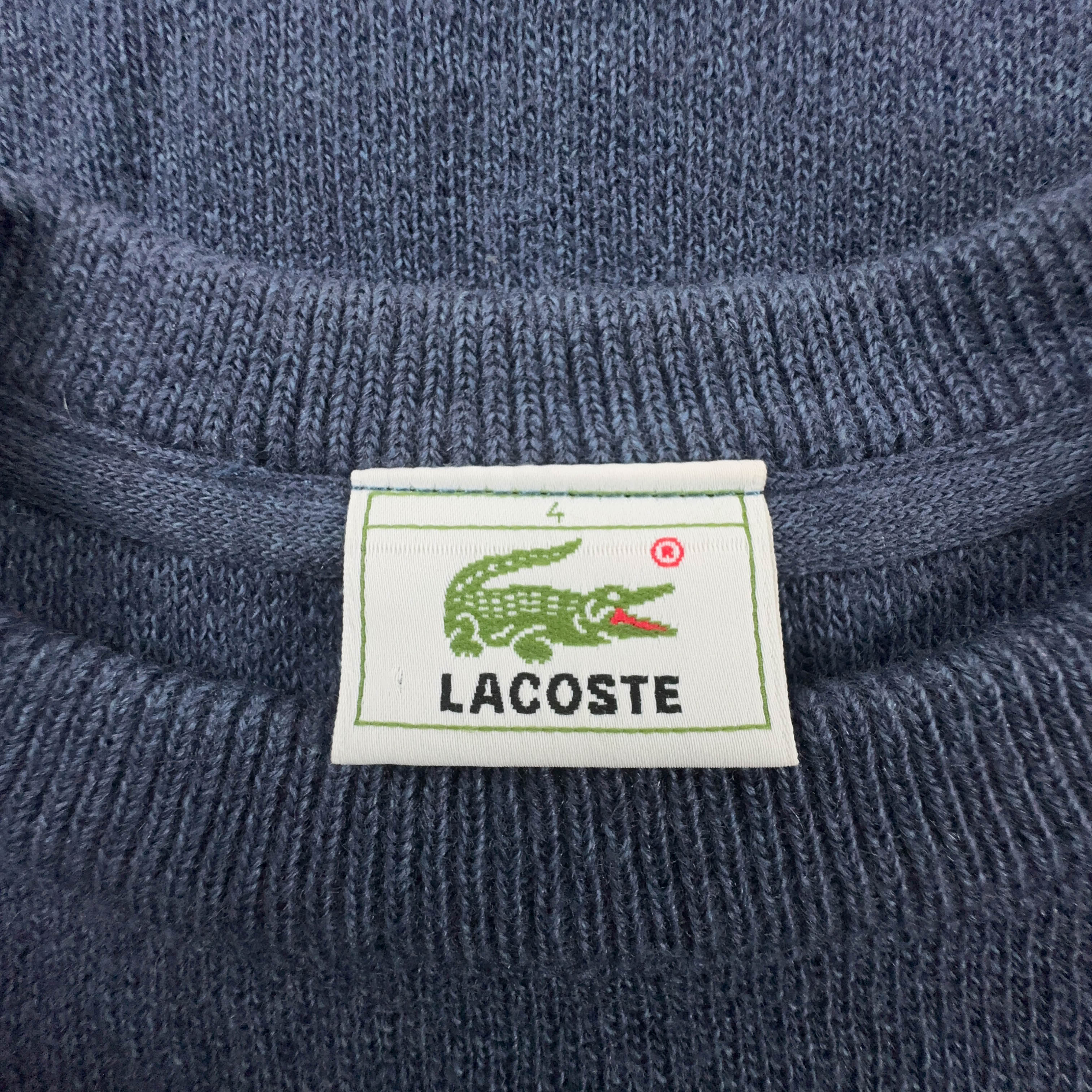 Maglione Lacoste blu a girocollo logo ricamato 51% lana - Taglia 4 uomo