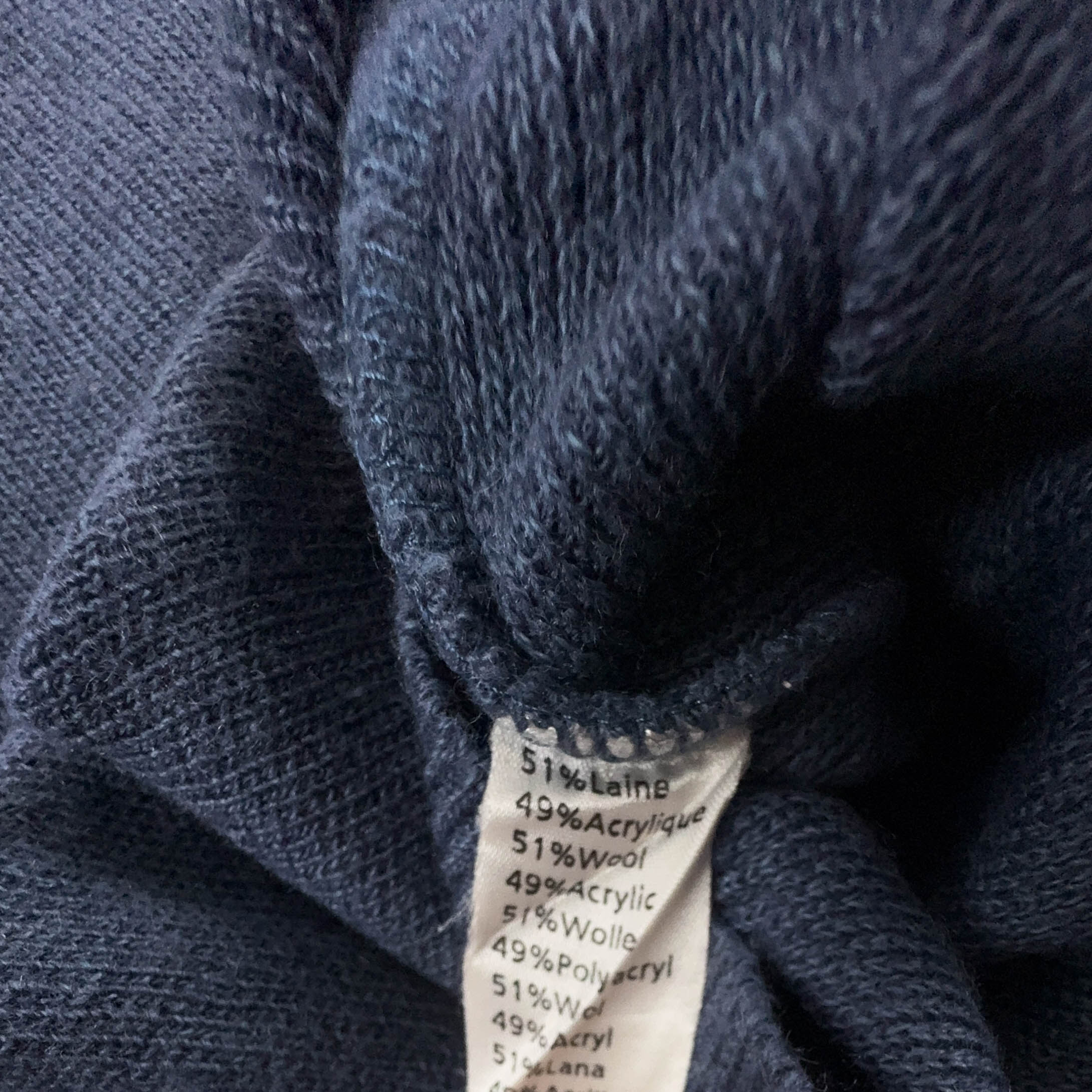 Maglione Lacoste blu a girocollo logo ricamato 51% lana - Taglia 4 uomo