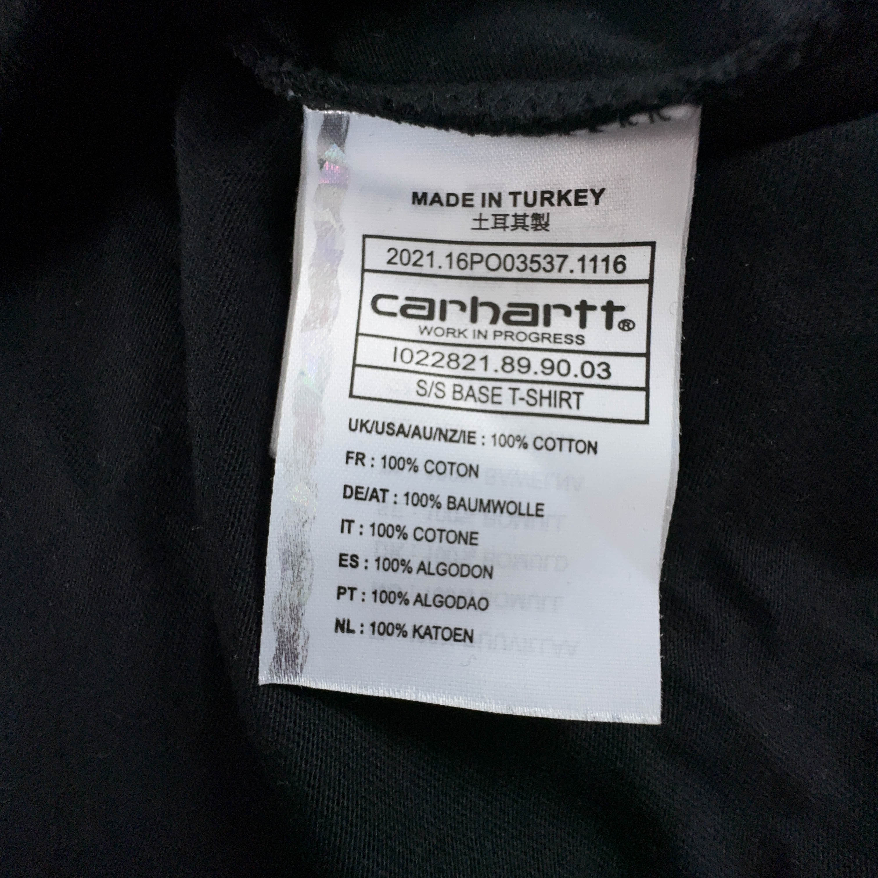 Carhartt Black Cotton T-Shirt - Men's Size M/L