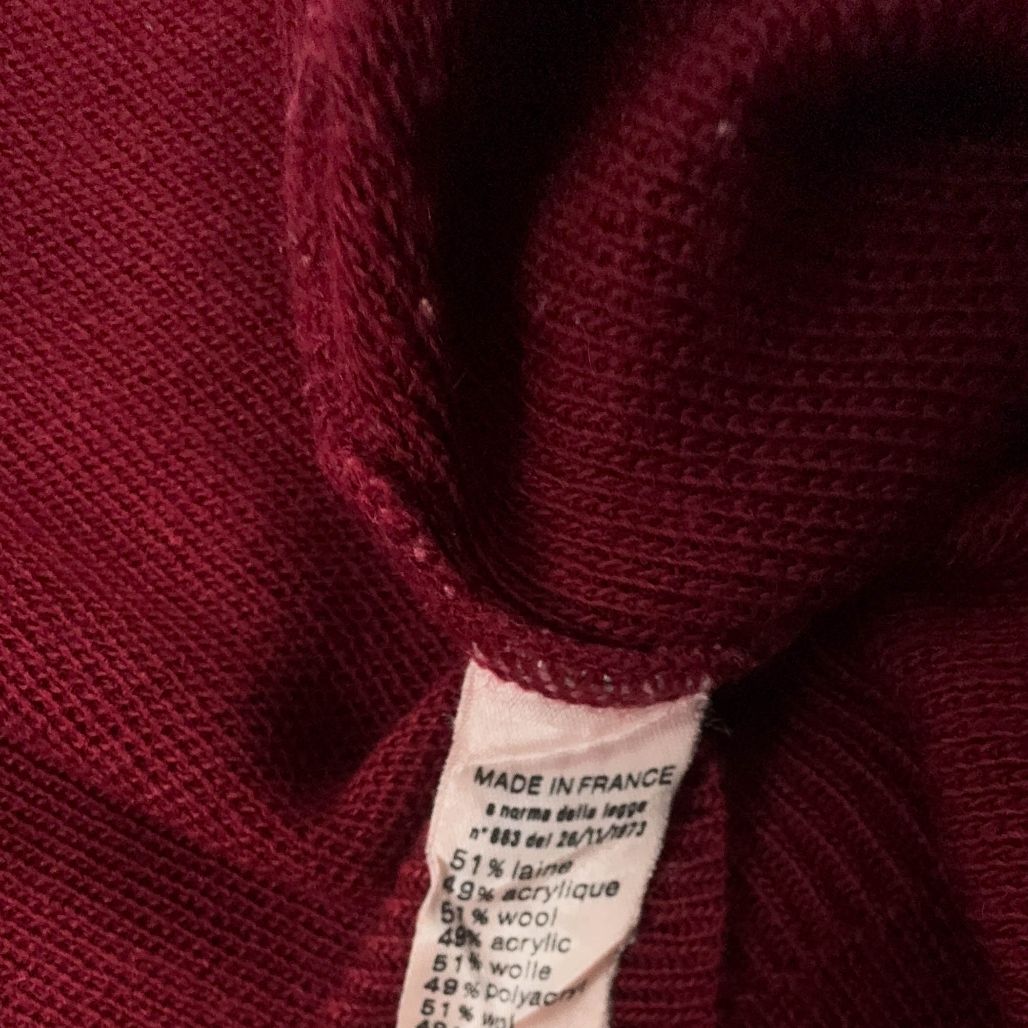 Gilet Lacoste rosso scollo a V logo ricamato 51% lana - Taglia 4 uomo