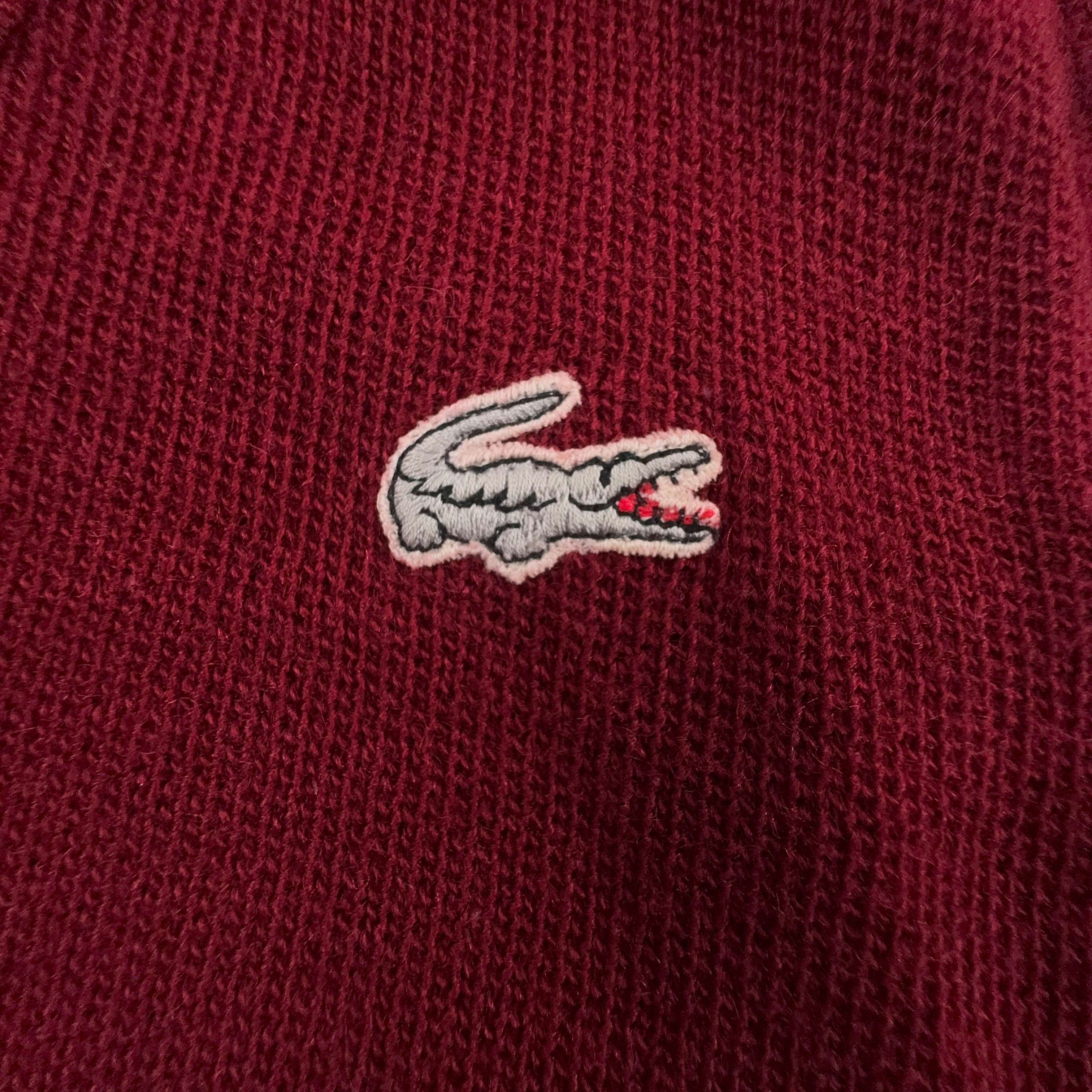 Gilet Lacoste rosso scollo a V logo ricamato 51% lana - Taglia 4 uomo