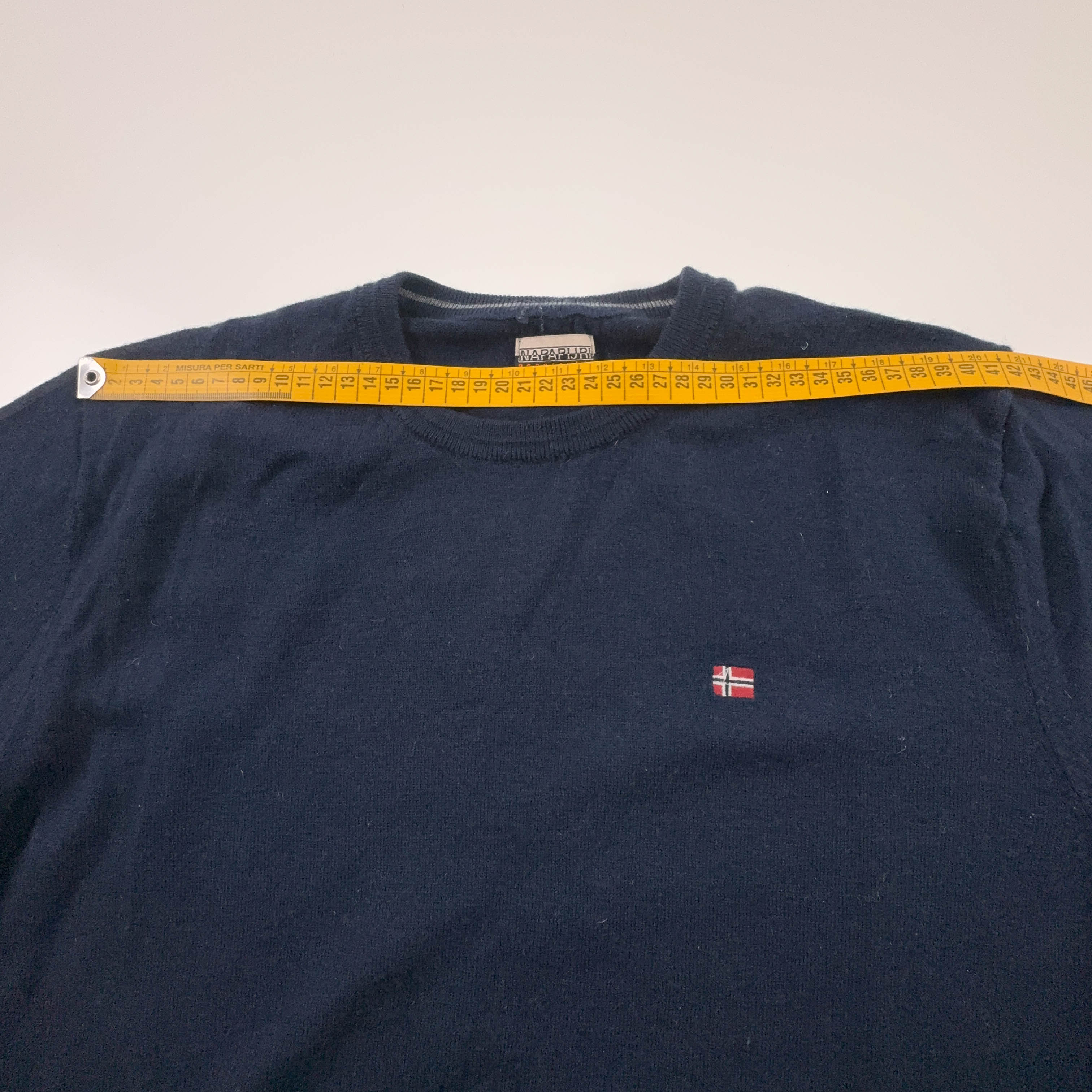 Maglione Napapijri blu scuro a girocollo 100% lana merino - Taglia M uomo